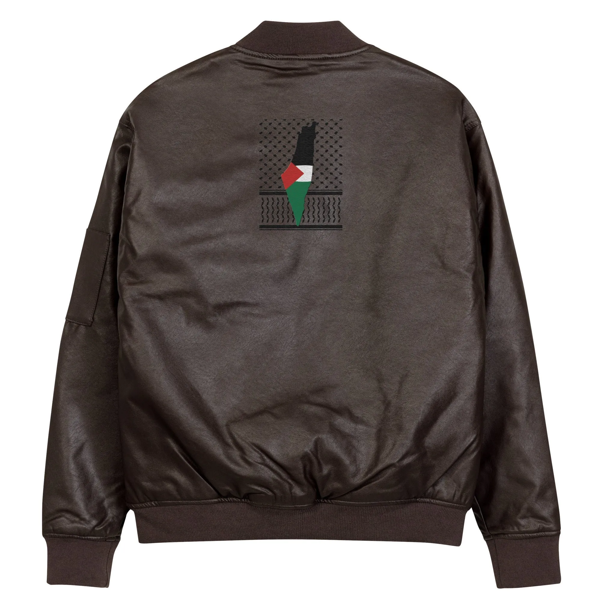 Keffiyeh & Map Faux Leather Jacket
