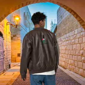 Keffiyeh & Map Faux Leather Jacket