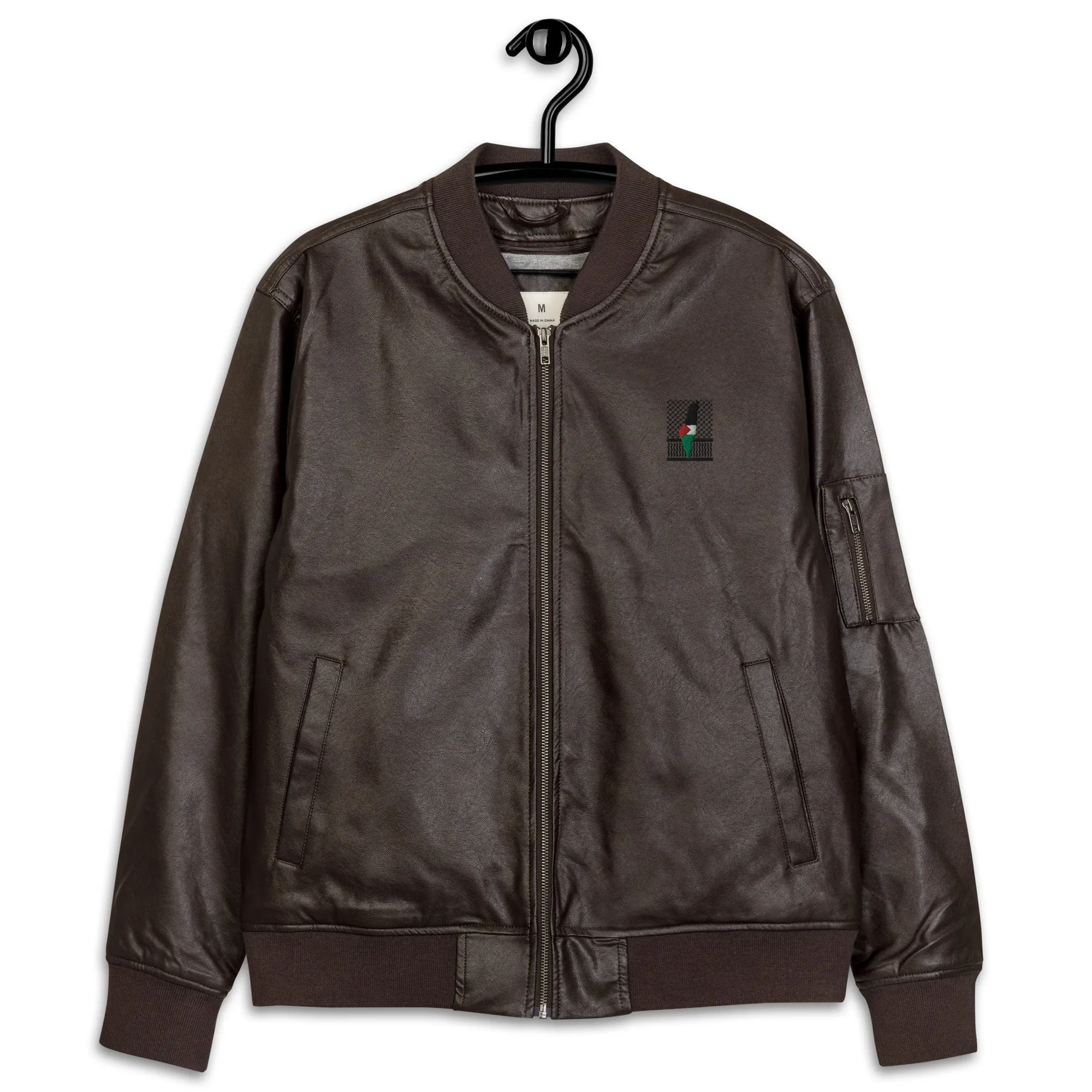 Keffiyeh & Map Faux Leather Jacket