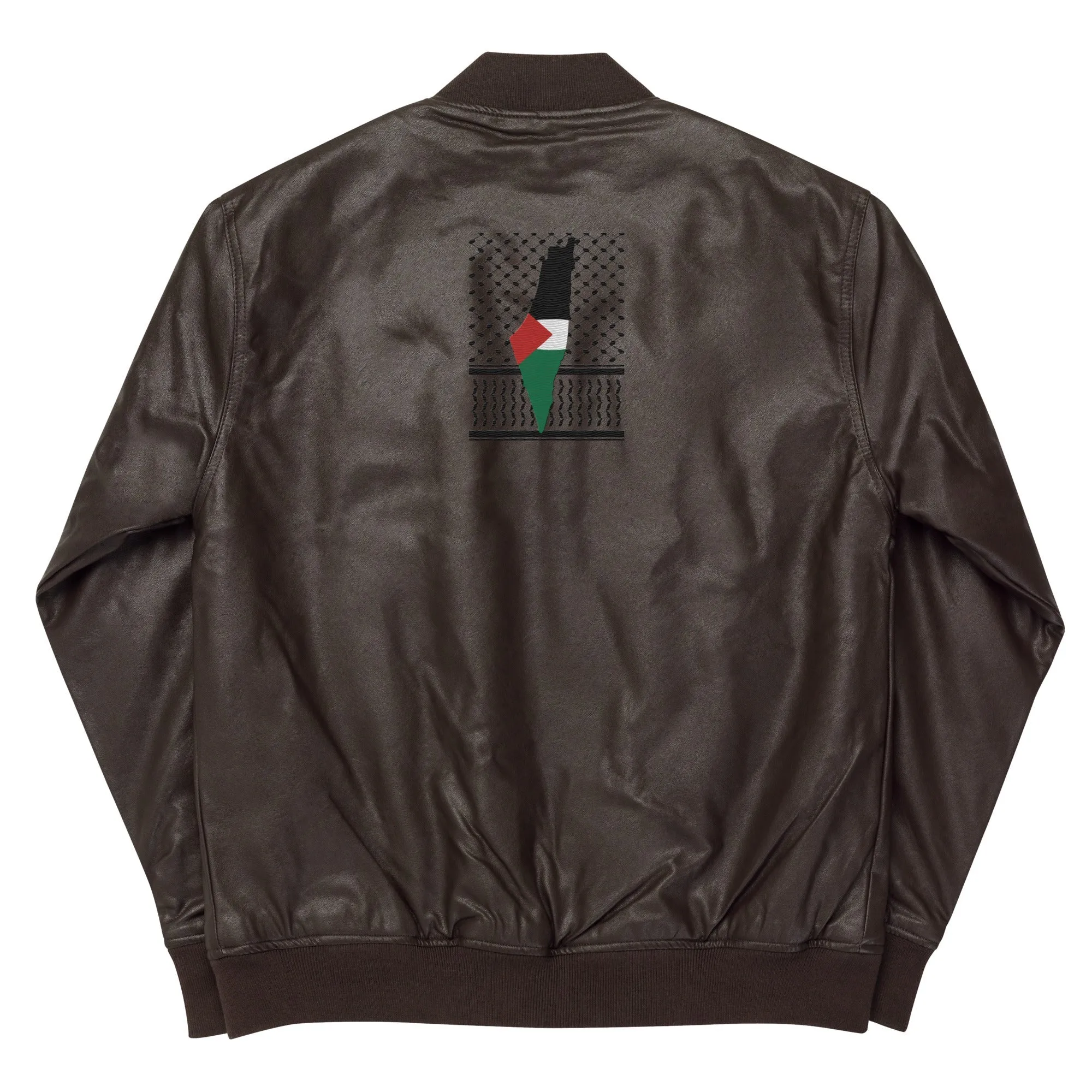 Keffiyeh & Map Faux Leather Jacket