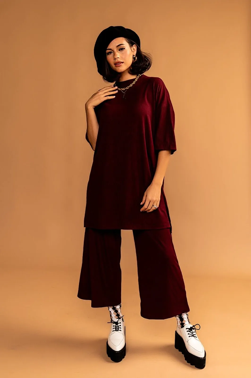 Lex Ribbed Playsuit in Wine *RESTOCKED*