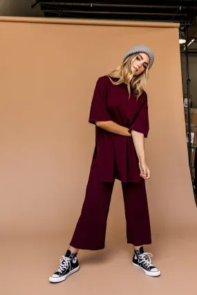 Lex Ribbed Playsuit in Wine *RESTOCKED*