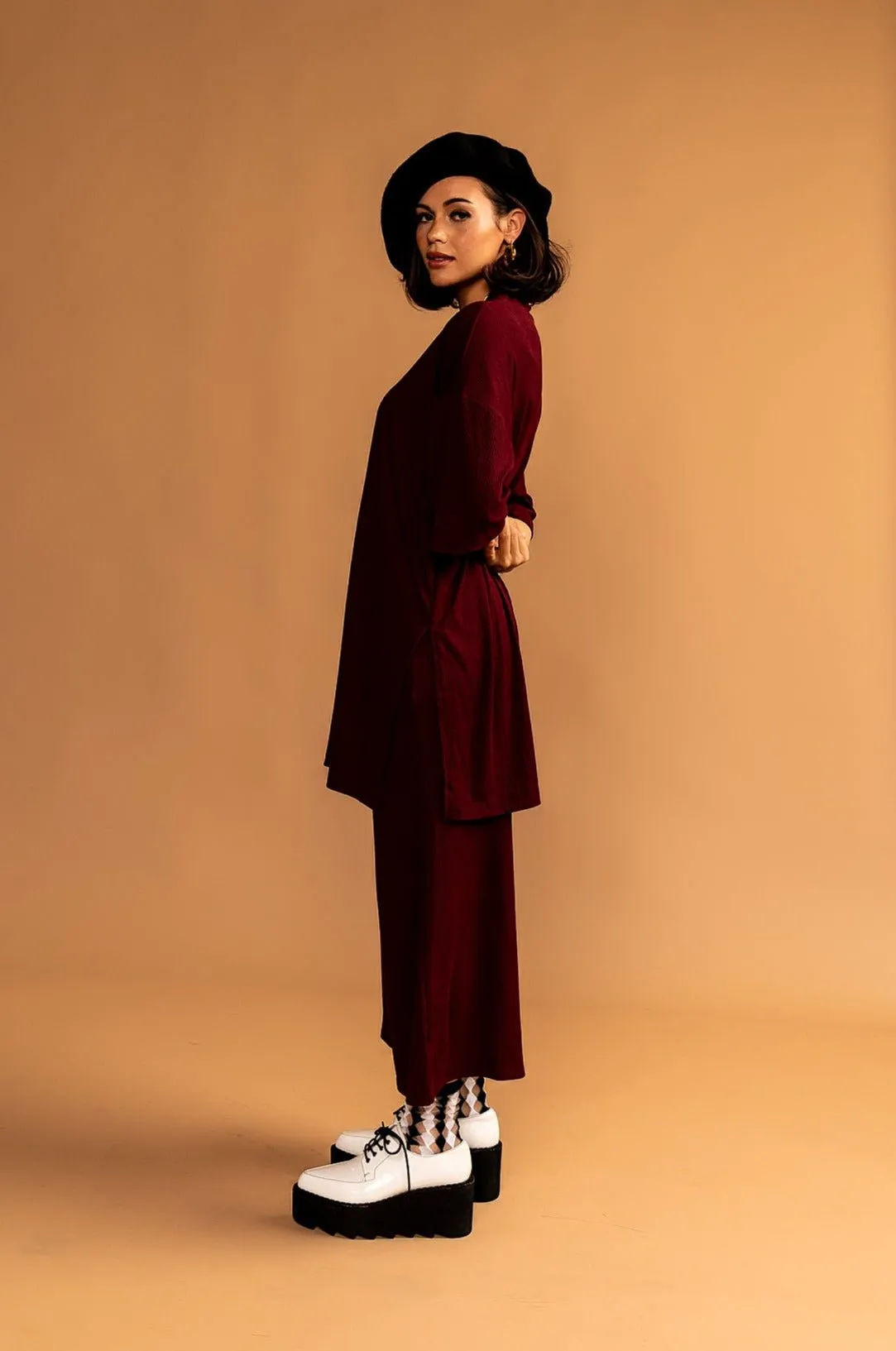 Lex Ribbed Playsuit in Wine *RESTOCKED*