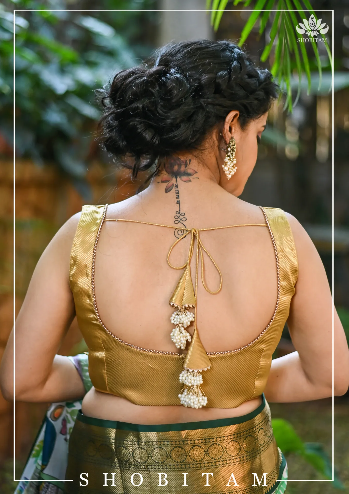 Made to Measure: Gold brocade U neck sleeveless blouse