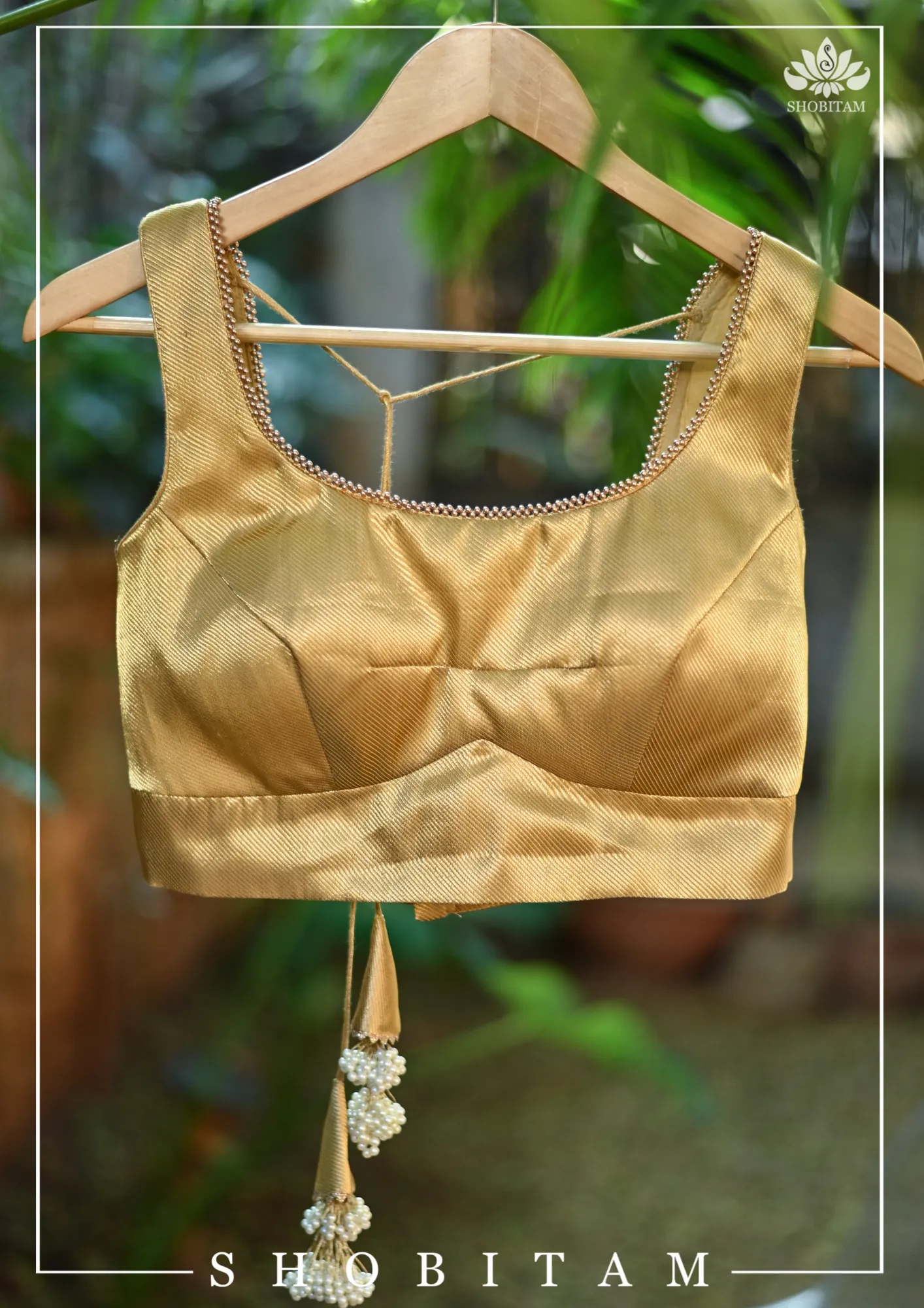 Made to Measure: Gold brocade U neck sleeveless blouse