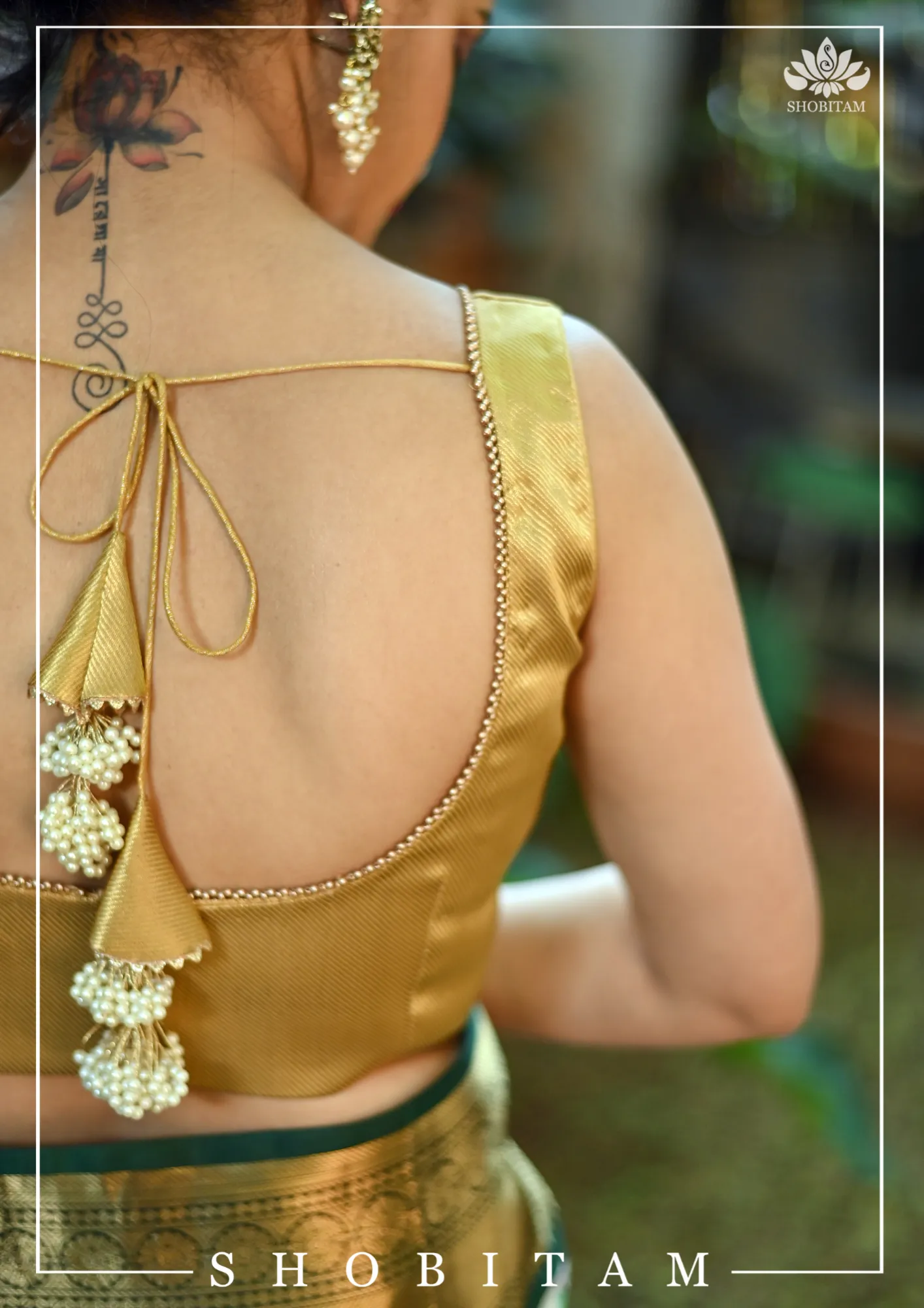 Made to Measure: Gold brocade U neck sleeveless blouse
