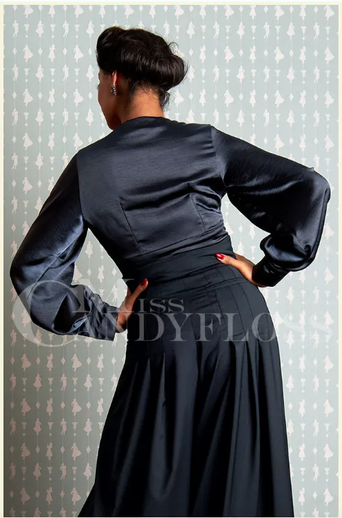 Marlis-Cool Pleated satin blouse by Miss Candyfloss