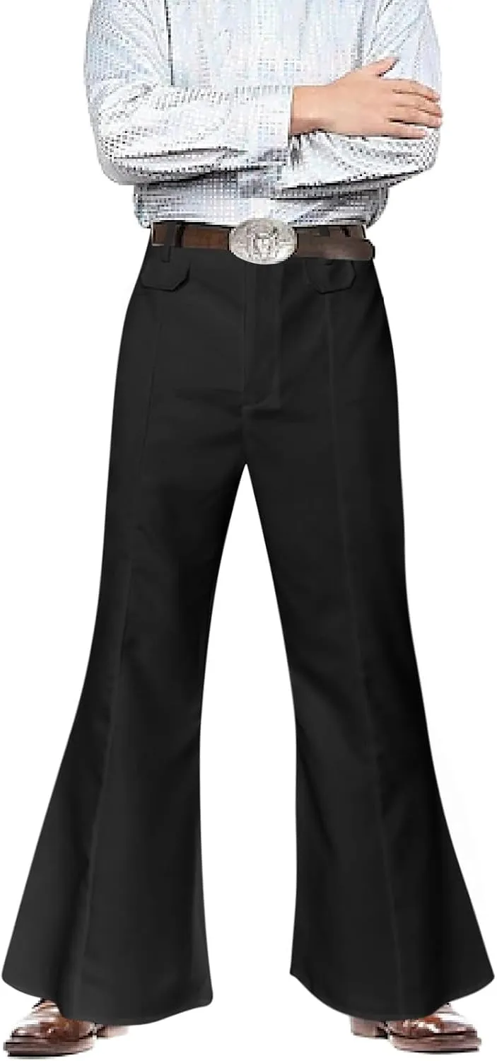 Men's Flare Trousers Wide Leg Elastic Waist Breathable Soft Fit Sport Clothes Comfy Fashion Trendy Pants