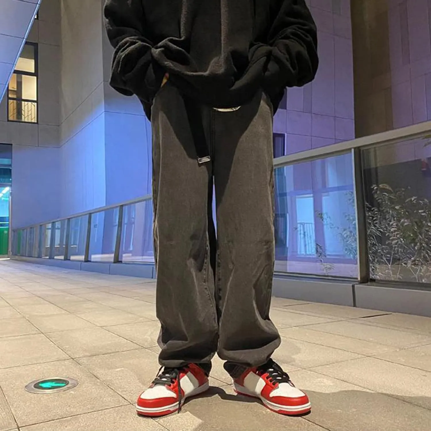 Mens Jeans Baggy Loose Fit Classic Denim Jeans Comfortable Flexible Pants Relaxed Wide Leg Denim Trousers Streetwear