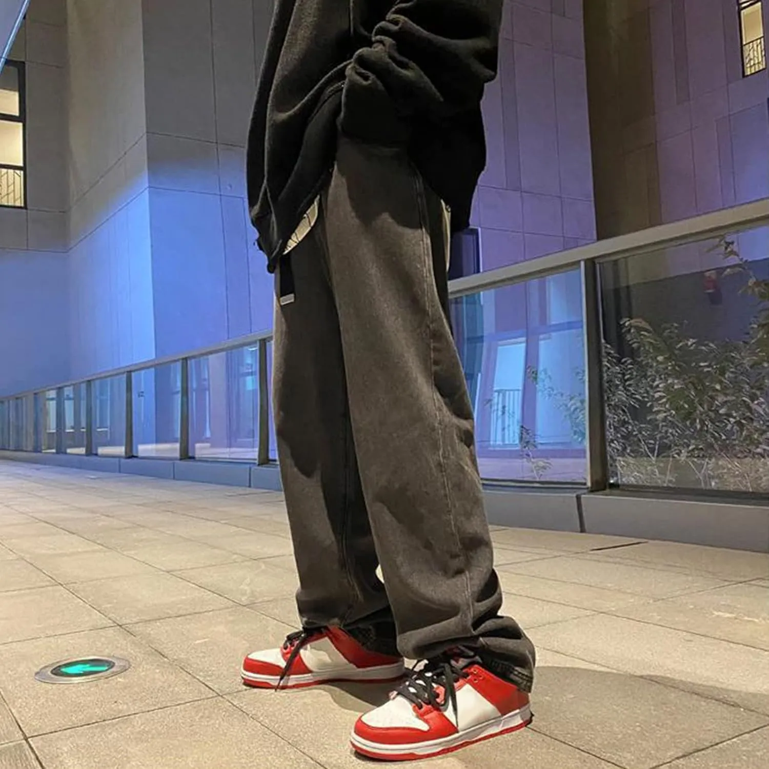 Mens Jeans Baggy Loose Fit Classic Denim Jeans Comfortable Flexible Pants Relaxed Wide Leg Denim Trousers Streetwear