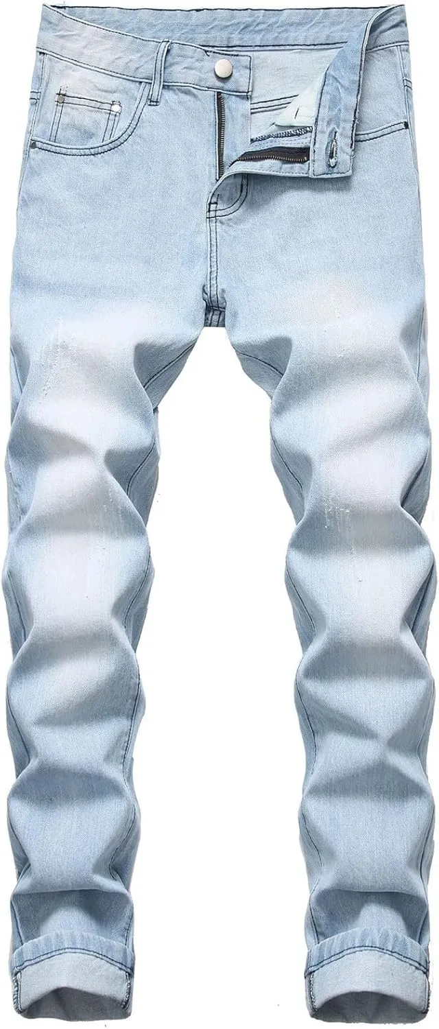 Men's Jeans Comfort Stretch Denim Straight Leg Relaxed Fit Jeans E for Men