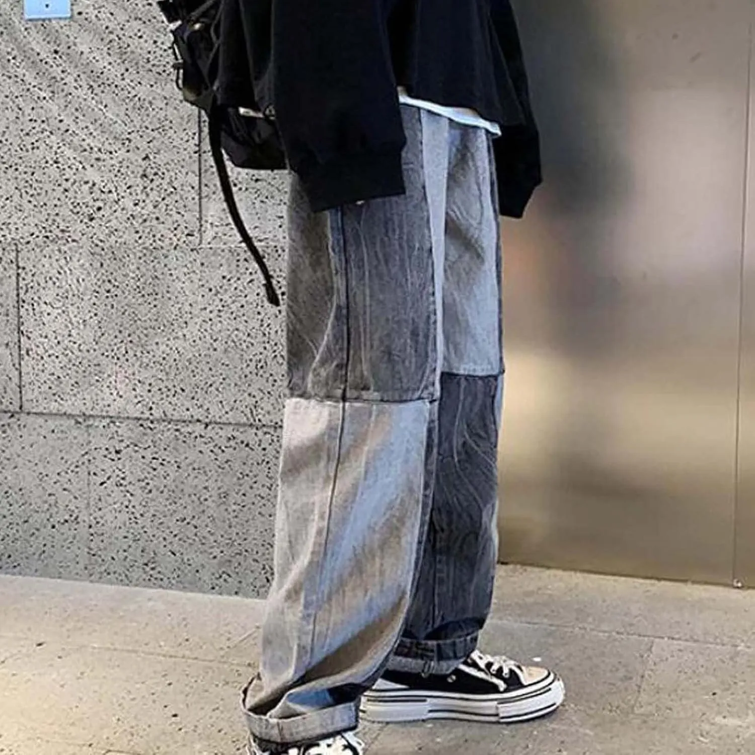 Men's Jeans Patchwork Jeans Pants Vintage Casual Relaxed Fit Jeans Trousers Denim Pants Baggy Hip Hop Y2K Streetwear Fashion