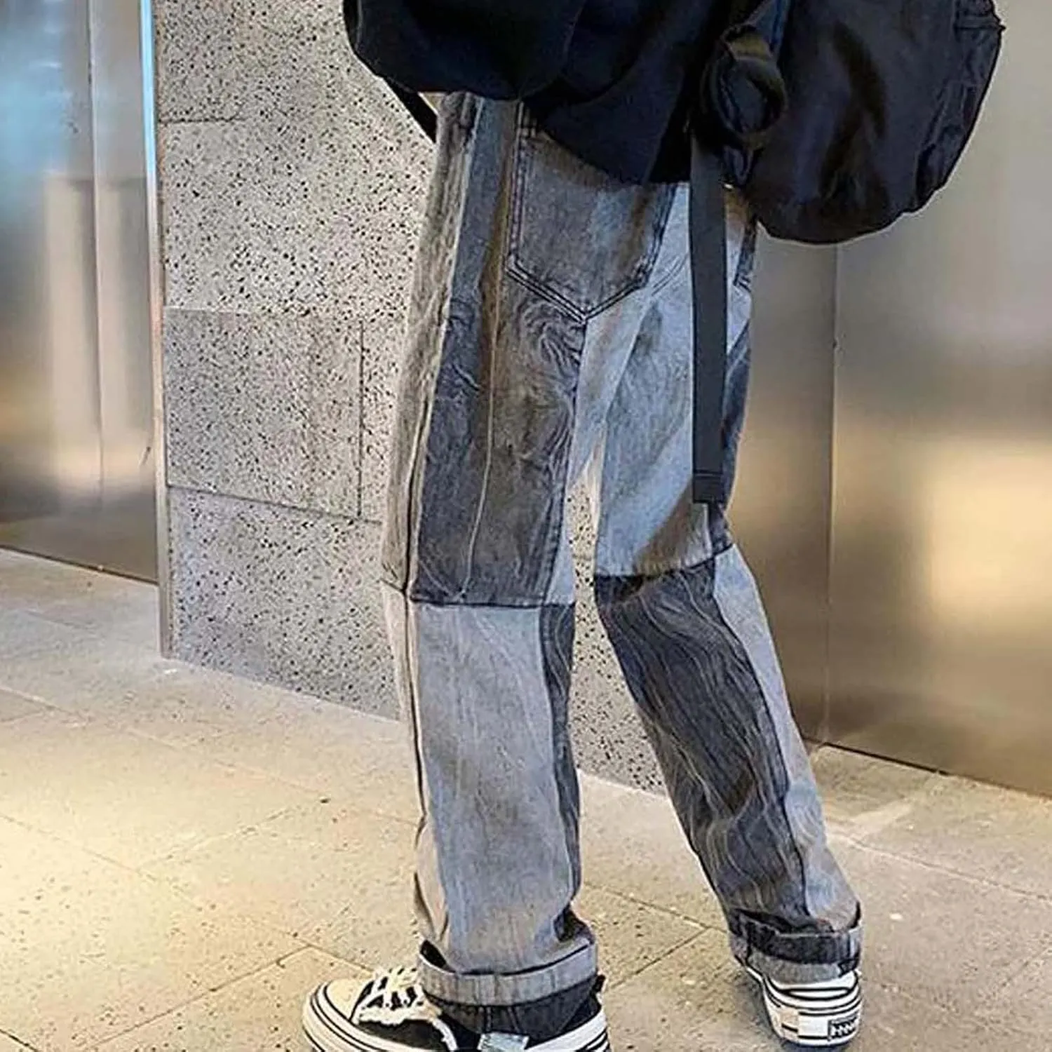 Men's Jeans Patchwork Jeans Pants Vintage Casual Relaxed Fit Jeans Trousers Denim Pants Baggy Hip Hop Y2K Streetwear Fashion