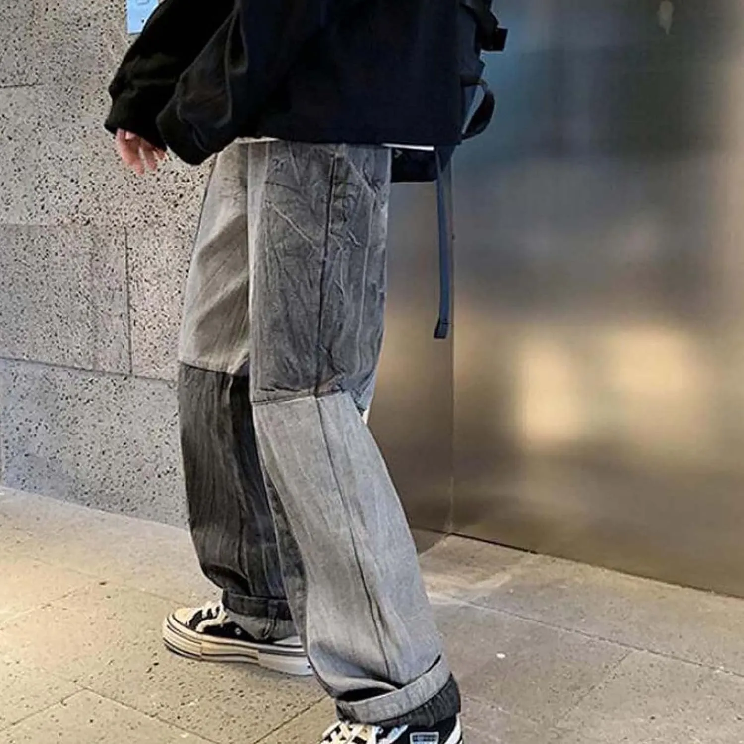 Men's Jeans Patchwork Jeans Pants Vintage Casual Relaxed Fit Jeans Trousers Denim Pants Baggy Hip Hop Y2K Streetwear Fashion