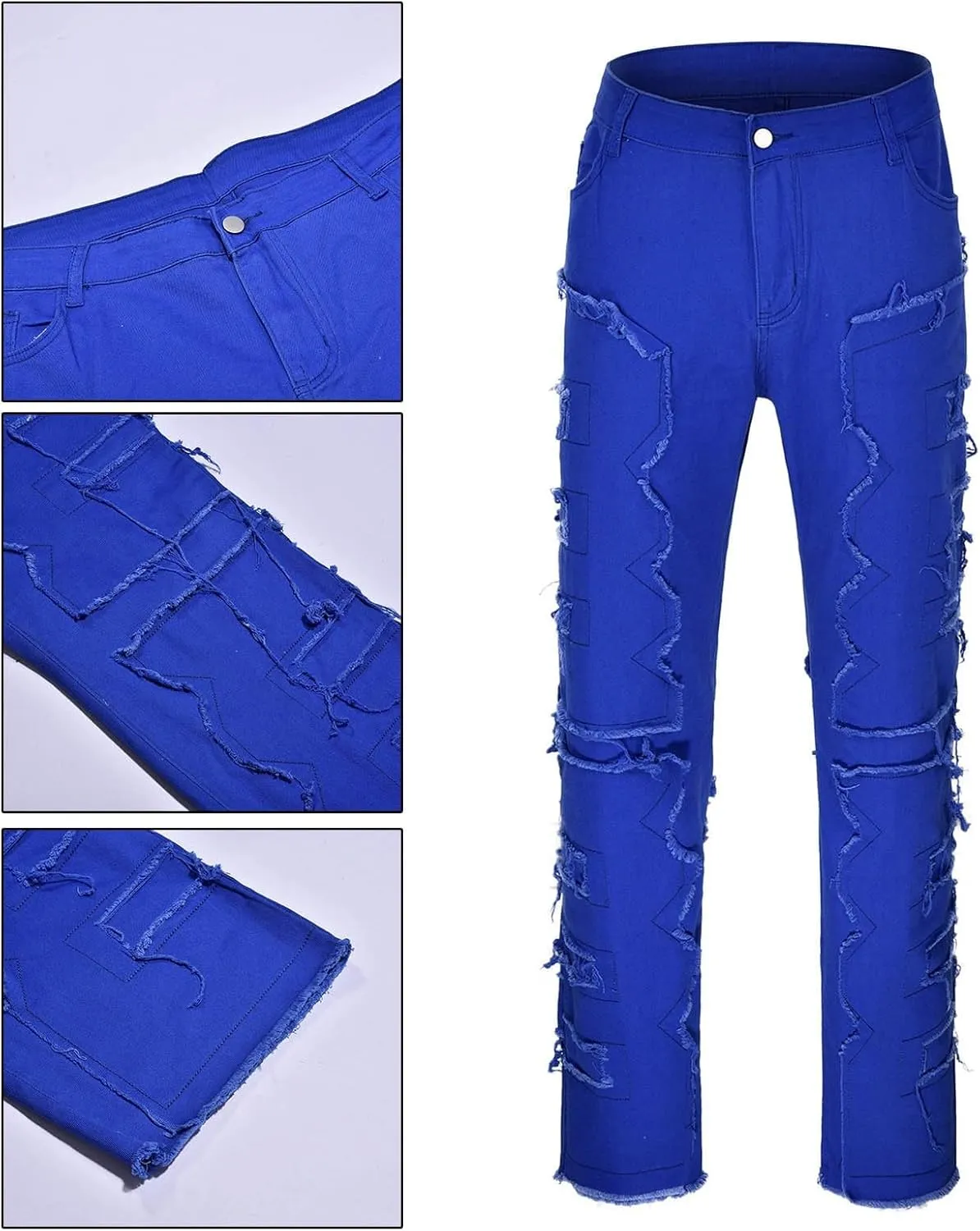 Men's Light Wash Slim Straight Stretch Denim Jeans 70s Disco Relaxed Fit Work Bottom Jeans for Men