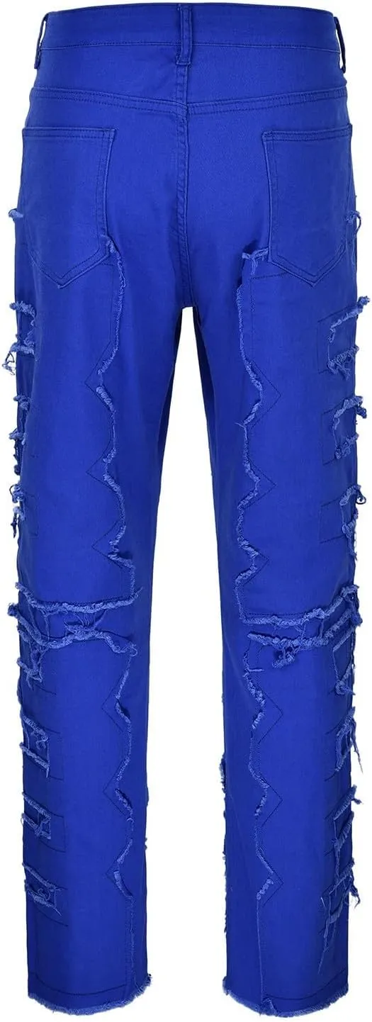 Men's Light Wash Slim Straight Stretch Denim Jeans 70s Disco Relaxed Fit Work Bottom Jeans for Men