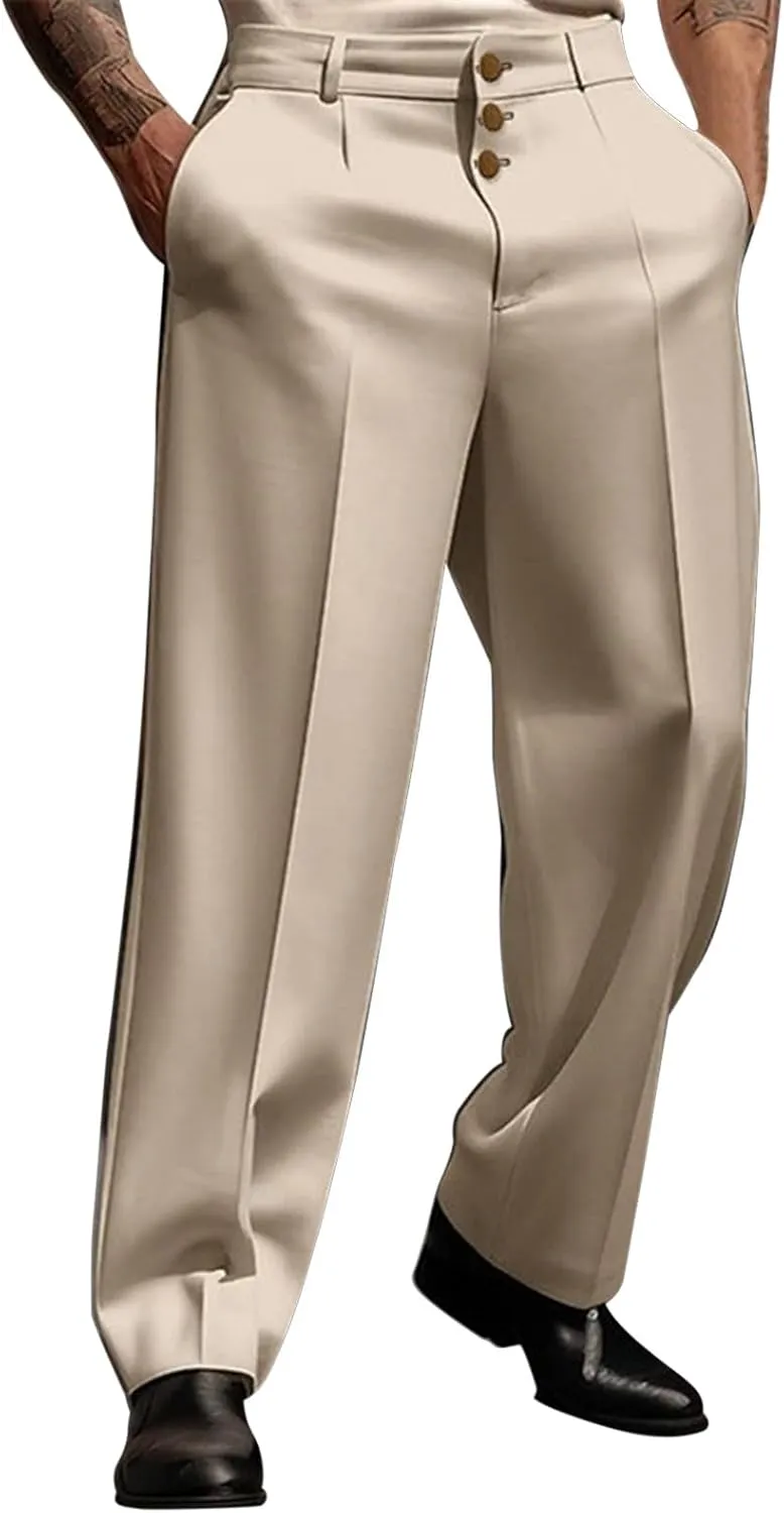 Mens Solid Color Pants for Men Simple Business Straight Suit Pants Breathable Leisure Style Summer Fresh Trousers