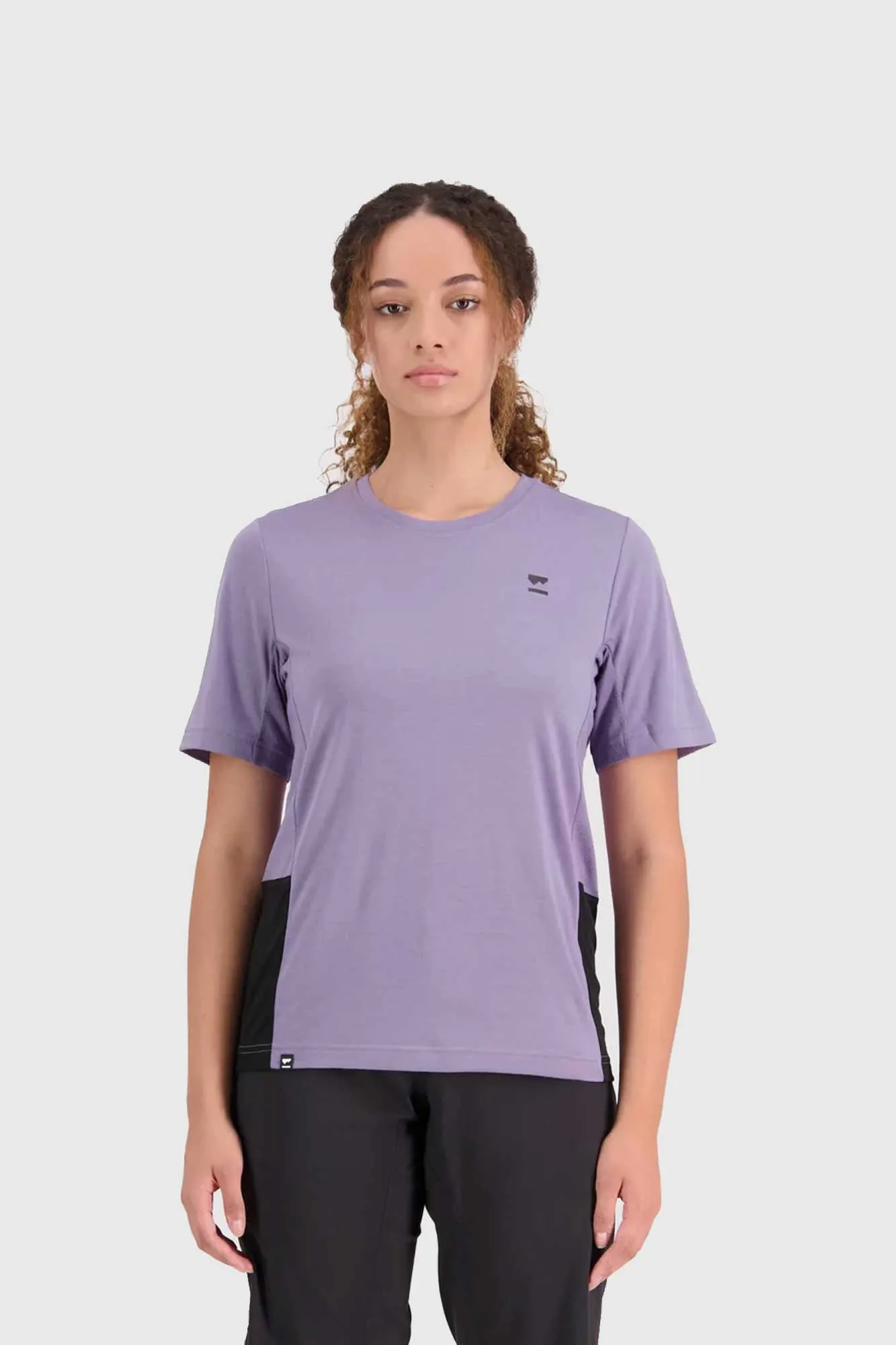 Mons Royale Womens Tarn Merino Shift Tee - Thistle/Black