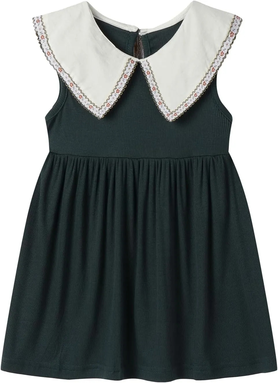 Mud Kingdom Ruffle Girls Peter Pan Collar Dress Summer Casual Sleeveless Sundress Casual Short Dress