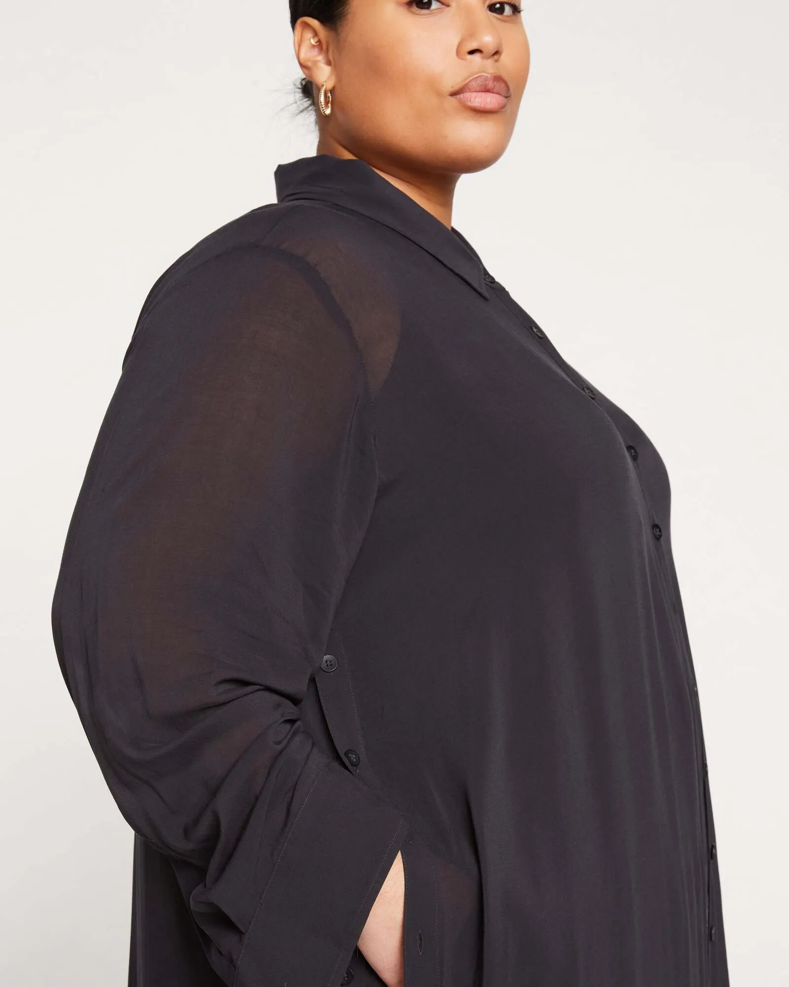Nailah Button-Down Tunic | Black