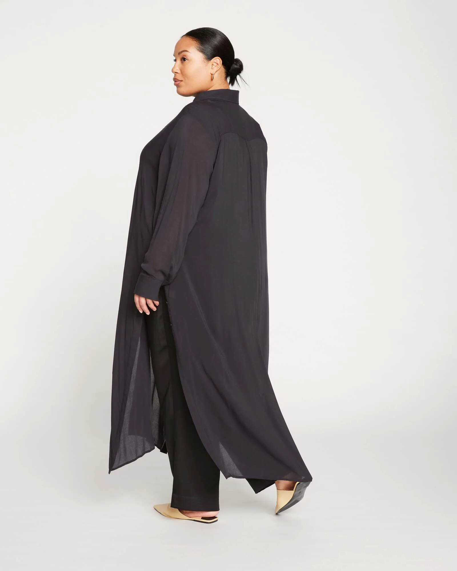 Nailah Button-Down Tunic | Black