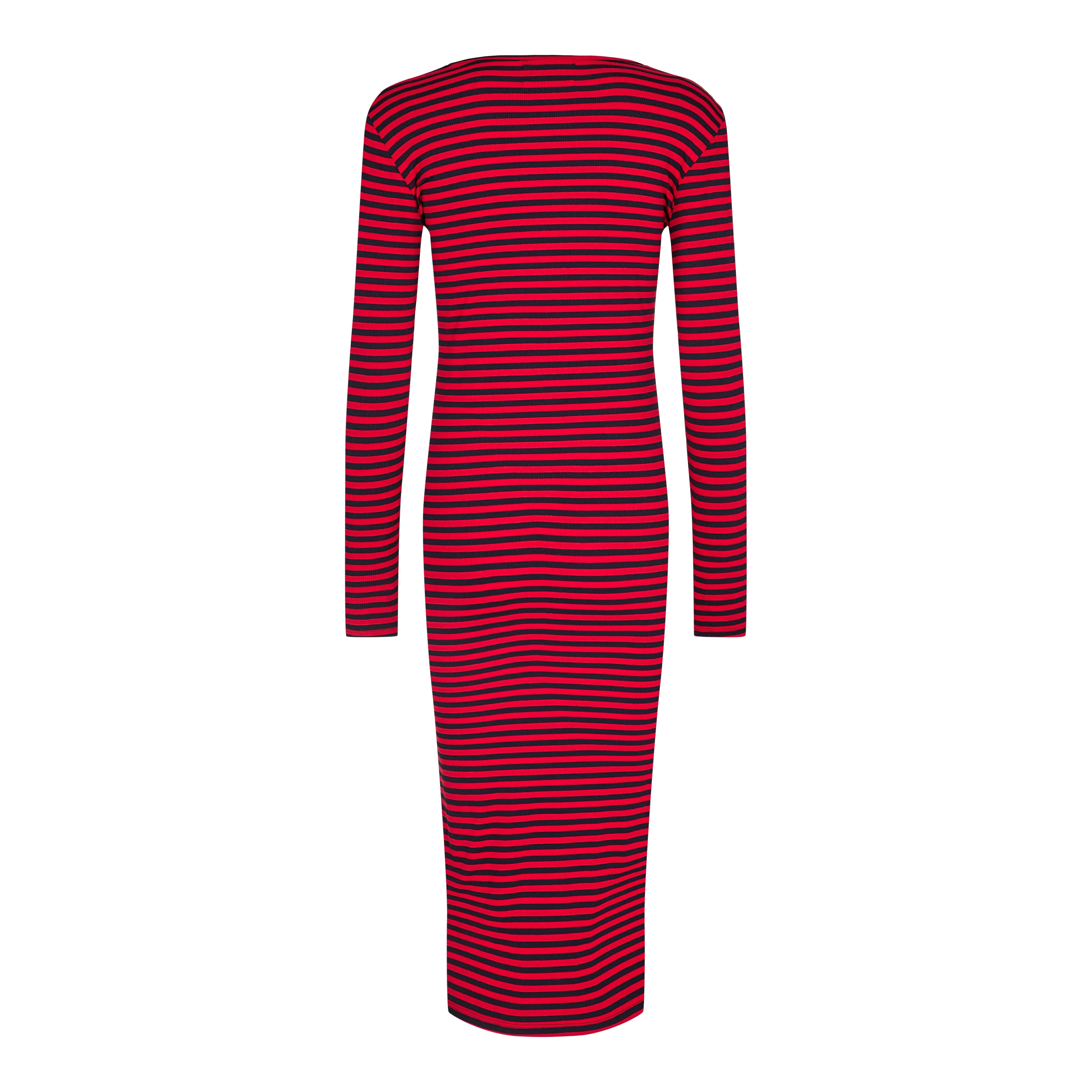 NATALIA-LS-DRESS - NAVY RED STRIPE