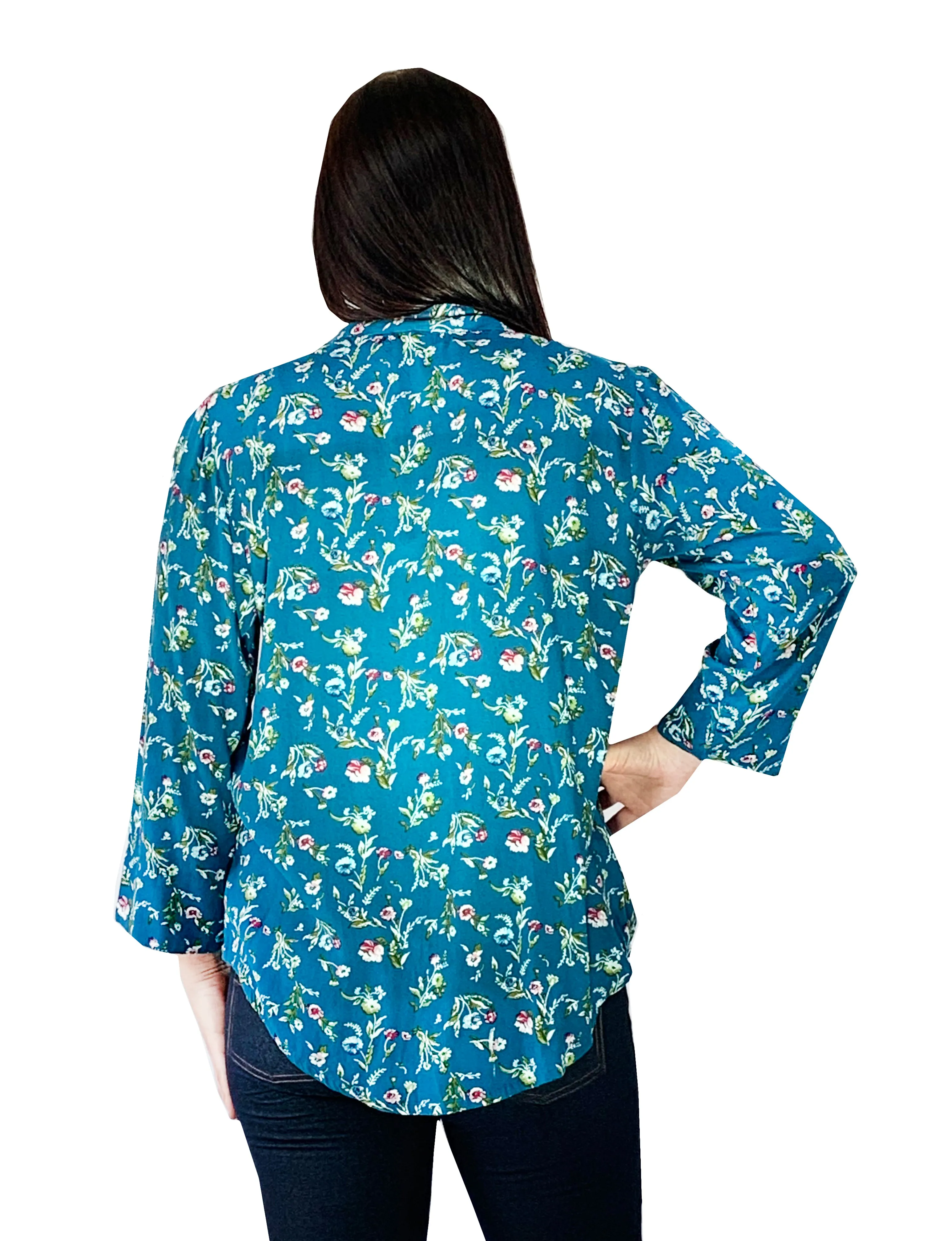 Pleat Front Printed Rayon Top
