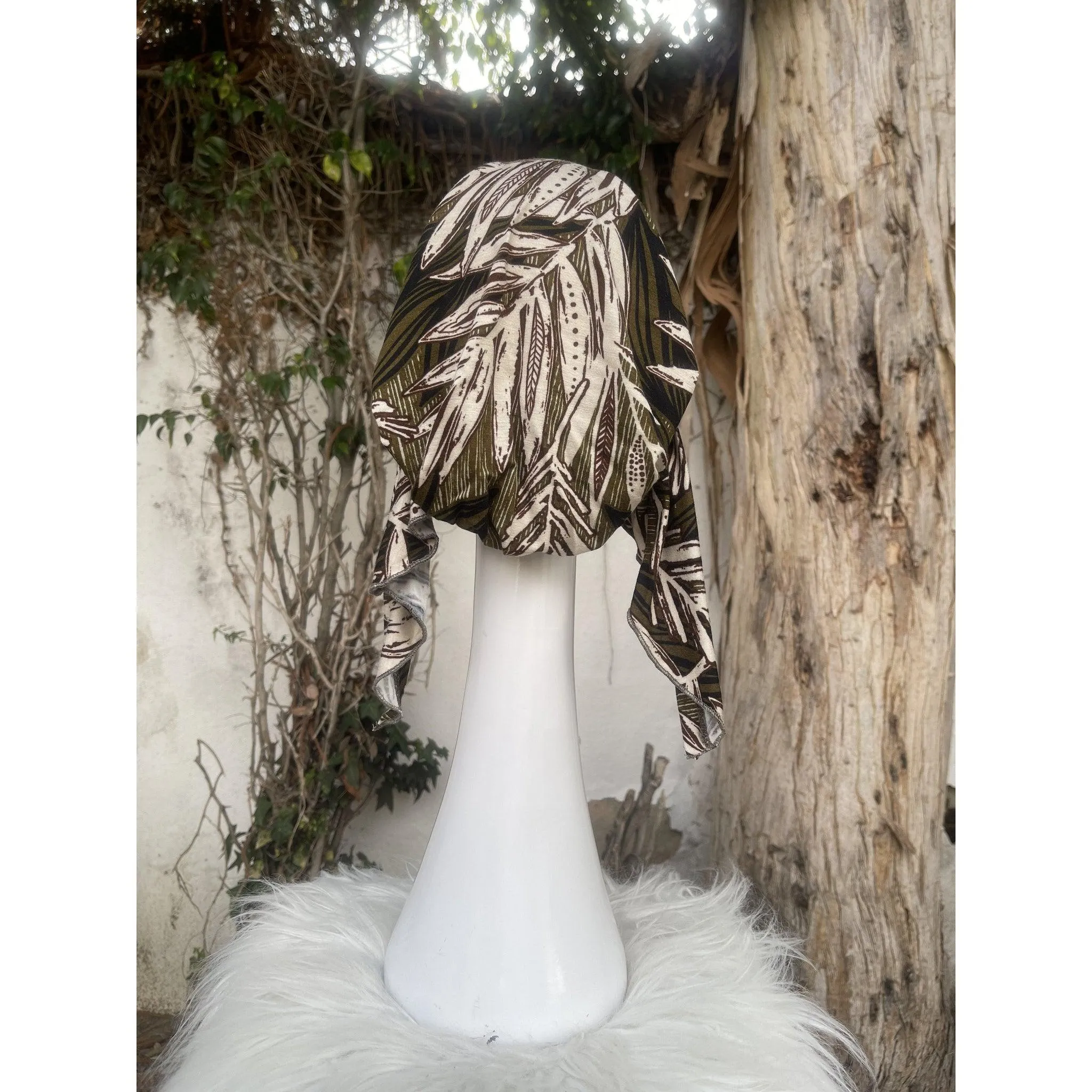 Pre Tied Tichel, Stretchy - Olive Branches