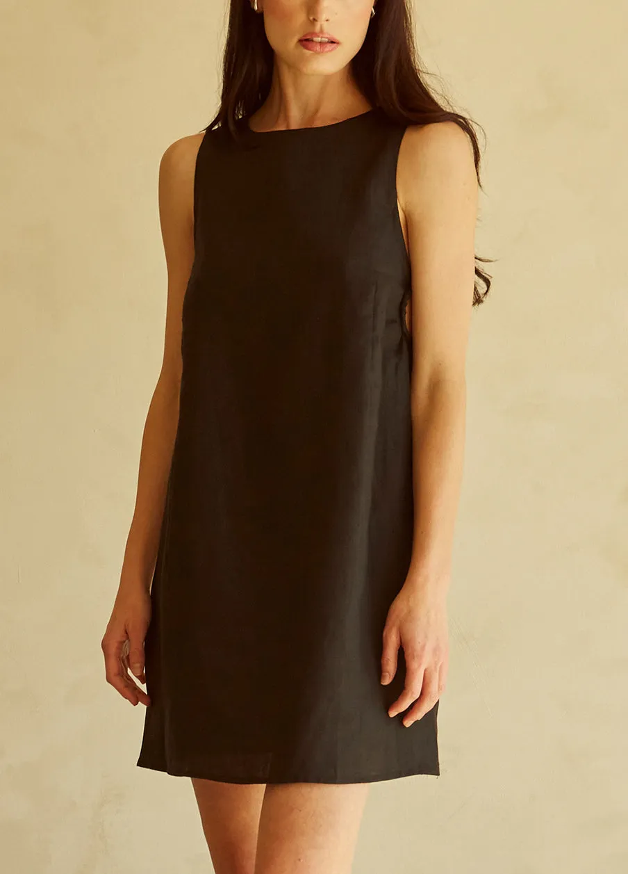 Ring Detail Black Shift Dress