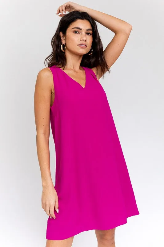 Sleek Simplicity V- Neck Sleeveless Shift Dress