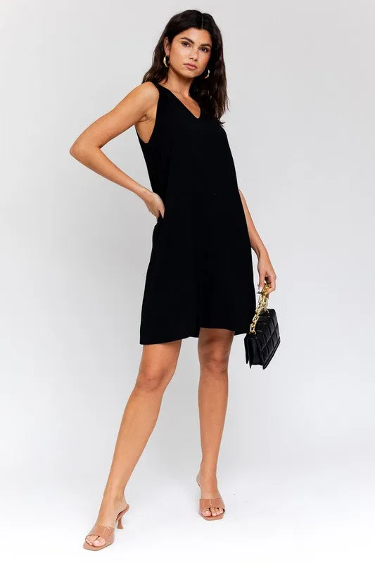 Sleek Simplicity V- Neck Sleeveless Shift Dress