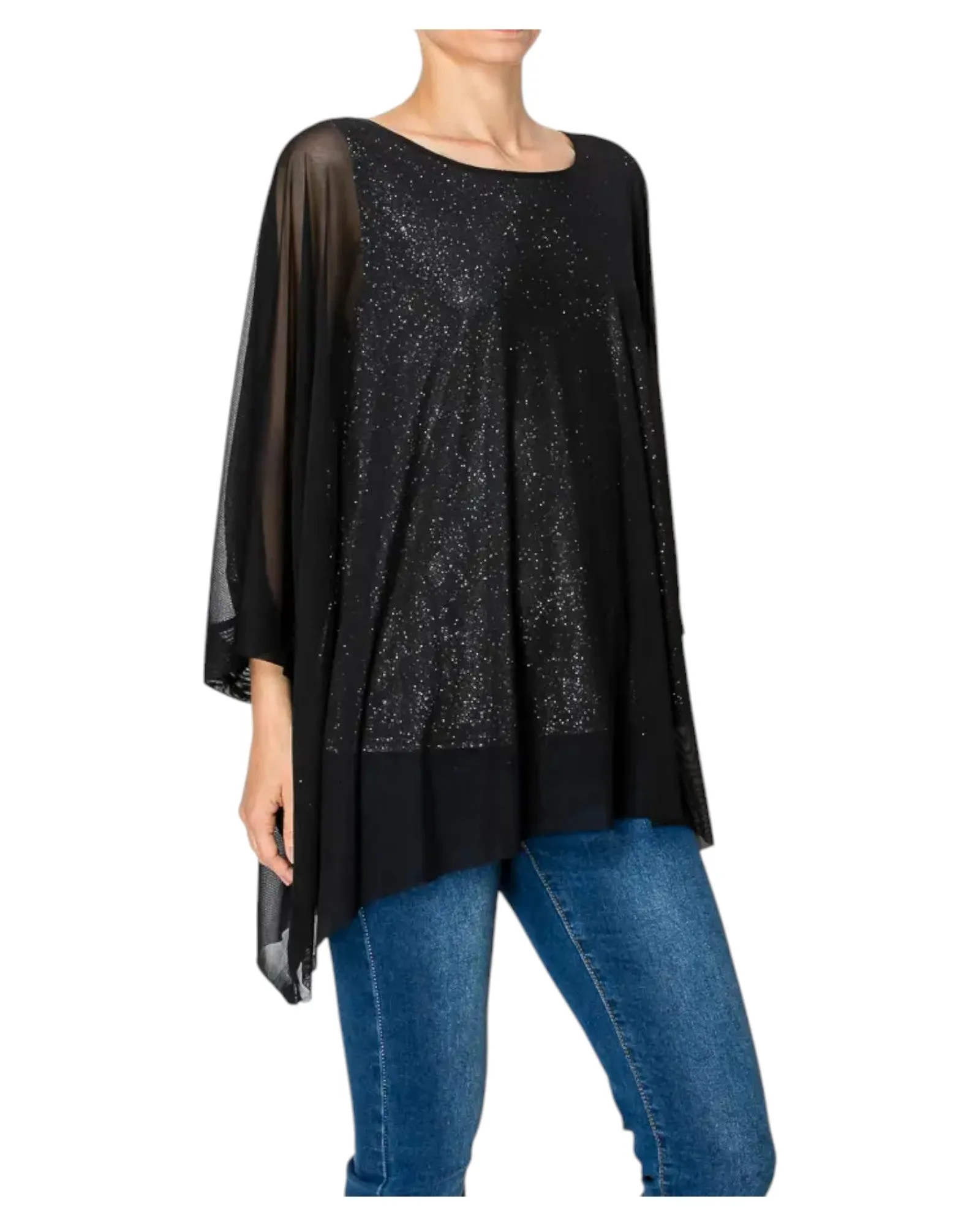Starry Night Black Sparkly Tunic Top