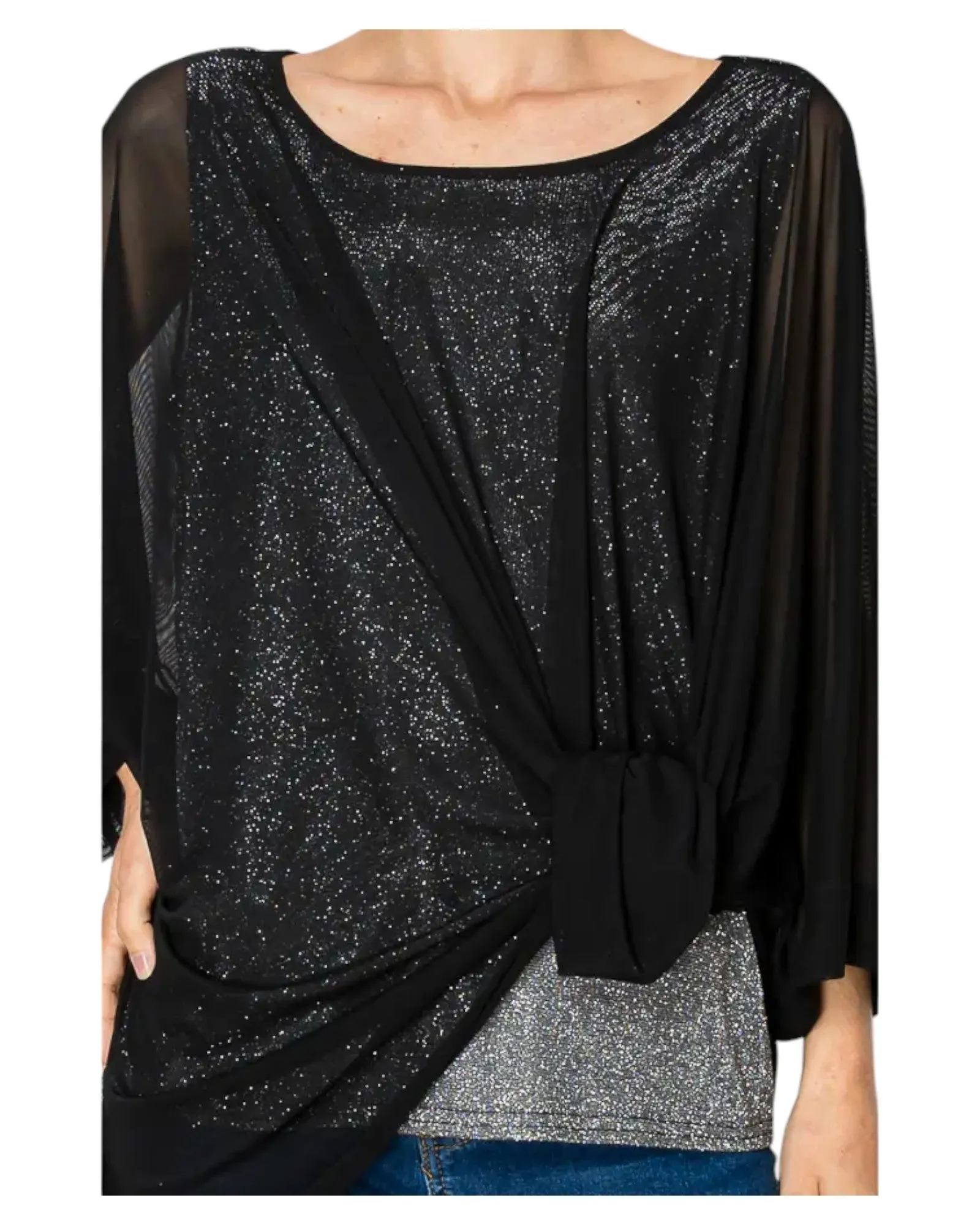 Starry Night Black Sparkly Tunic Top