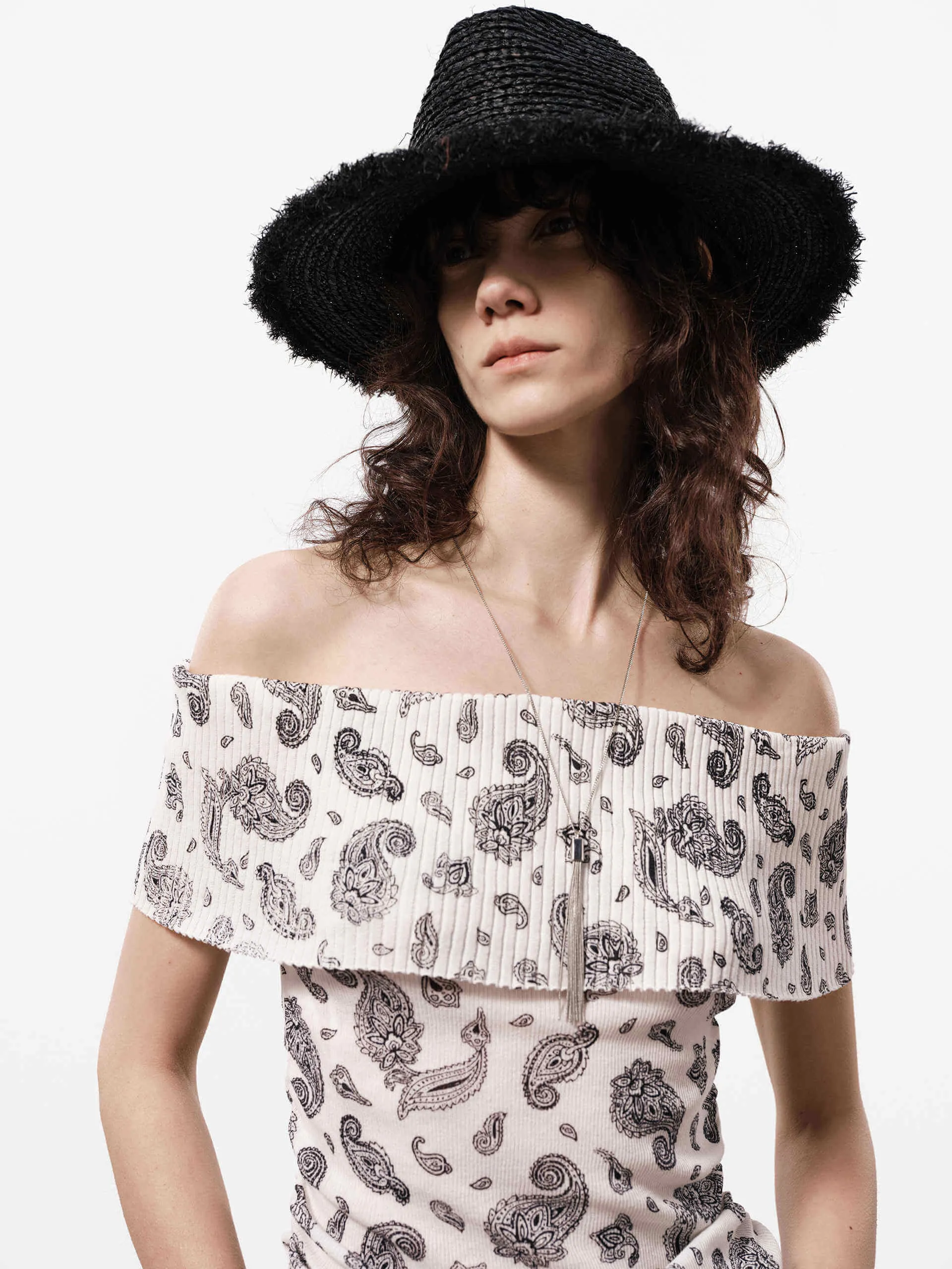 Stretchy Paisley Print Top