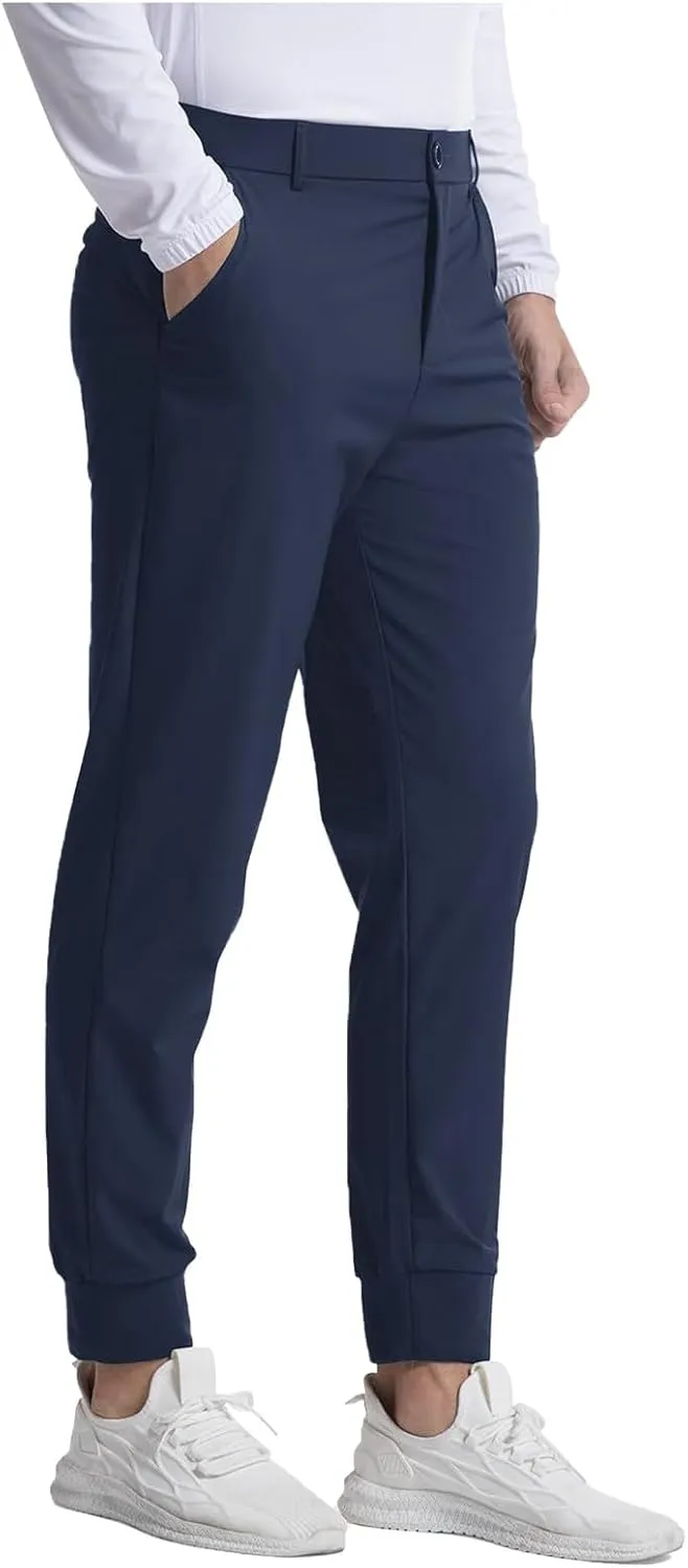 Summer Pants for Men Solid Color Elastic Waist Pocket Button Slim Leg Breathable Loose Summer Trendy Trousers