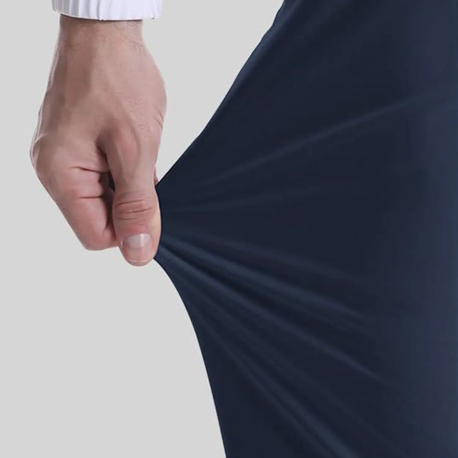 Summer Pants for Men Solid Color Elastic Waist Pocket Button Slim Leg Breathable Loose Summer Trendy Trousers
