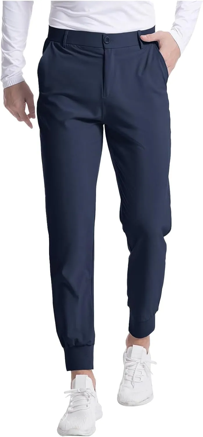 Summer Pants for Men Solid Color Elastic Waist Pocket Button Slim Leg Breathable Loose Summer Trendy Trousers