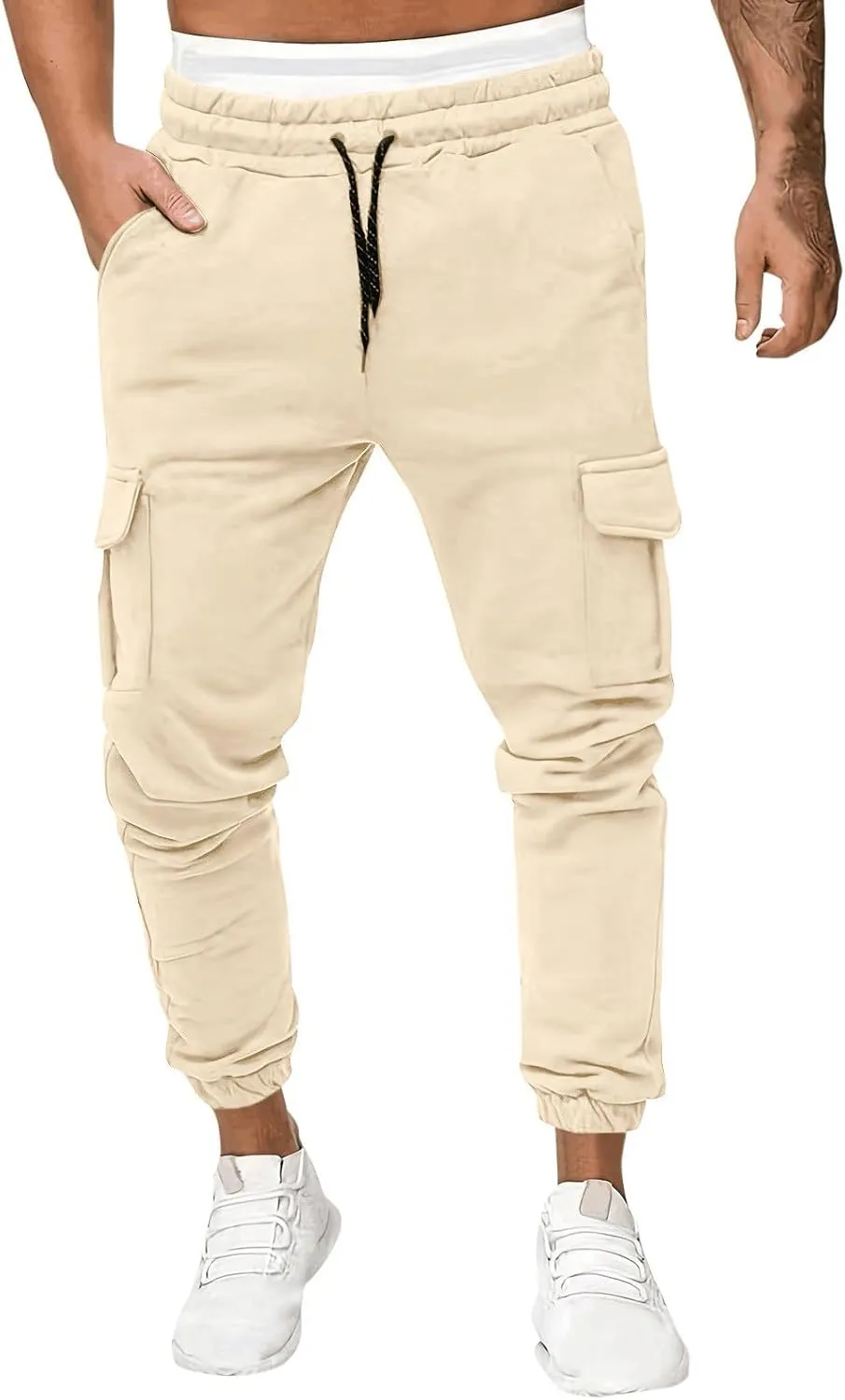 Sweatpants for Men Summer Drawstring Elastic Waist Fit Pockets Breathable Leisure Style Elasticity Cute Joggers