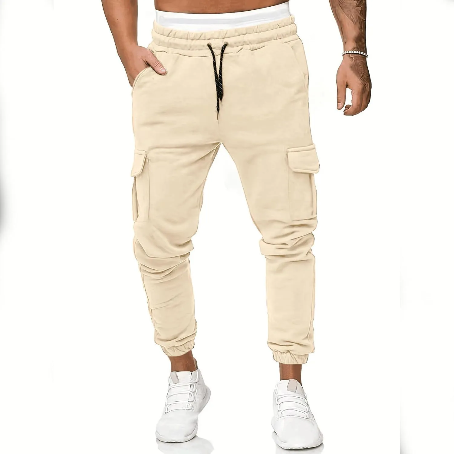 Sweatpants for Men Summer Drawstring Elastic Waist Fit Pockets Breathable Leisure Style Elasticity Cute Joggers