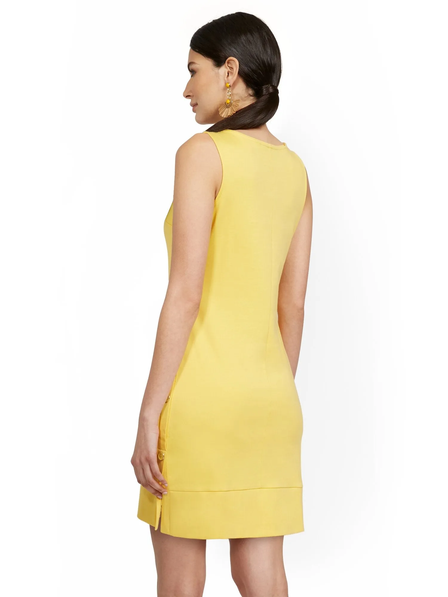 Tall Sleeveless Side-Button Shift Dress - City Knits