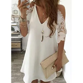 TastyHottie - Women's Half Sleeve Solid Cutout Shift Dress
