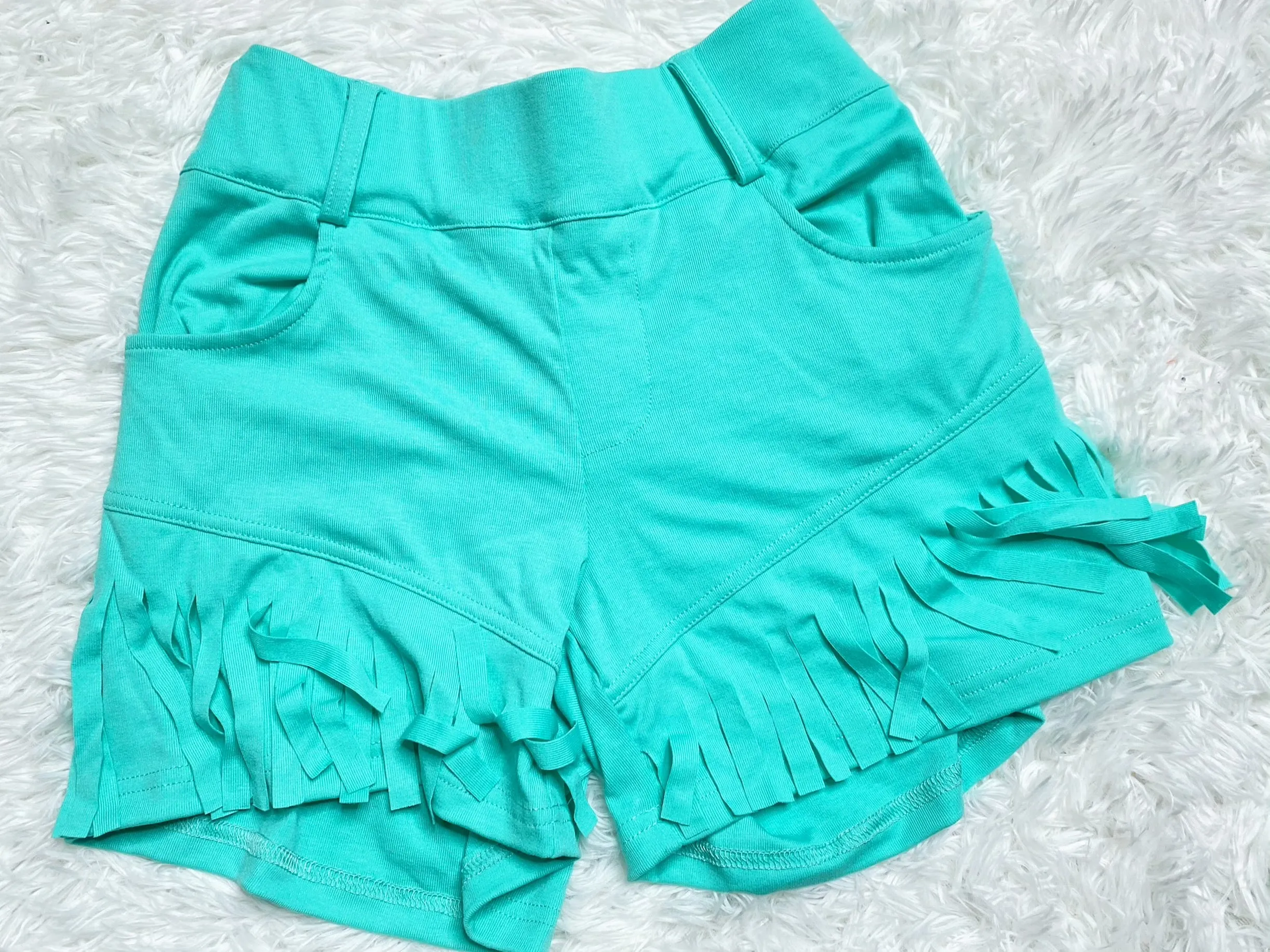 Turquoise  Fringe Shorts