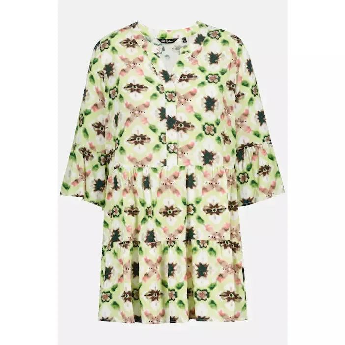 Ulla Popken Floral Print Tunic in Lime