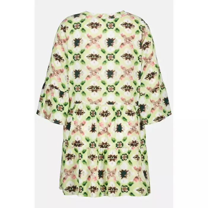 Ulla Popken Floral Print Tunic in Lime