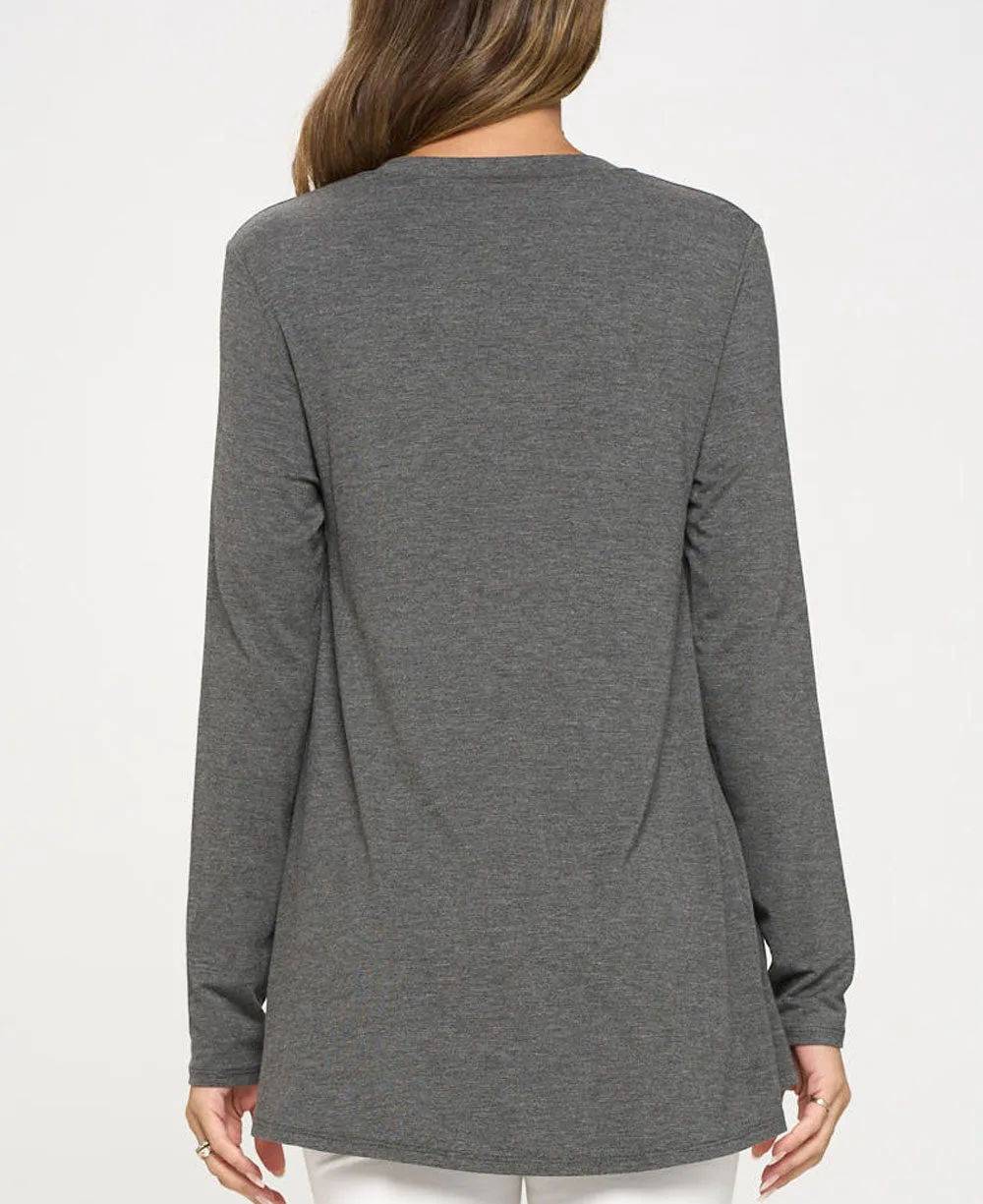 Unalome Lotus Grey Tunic Top