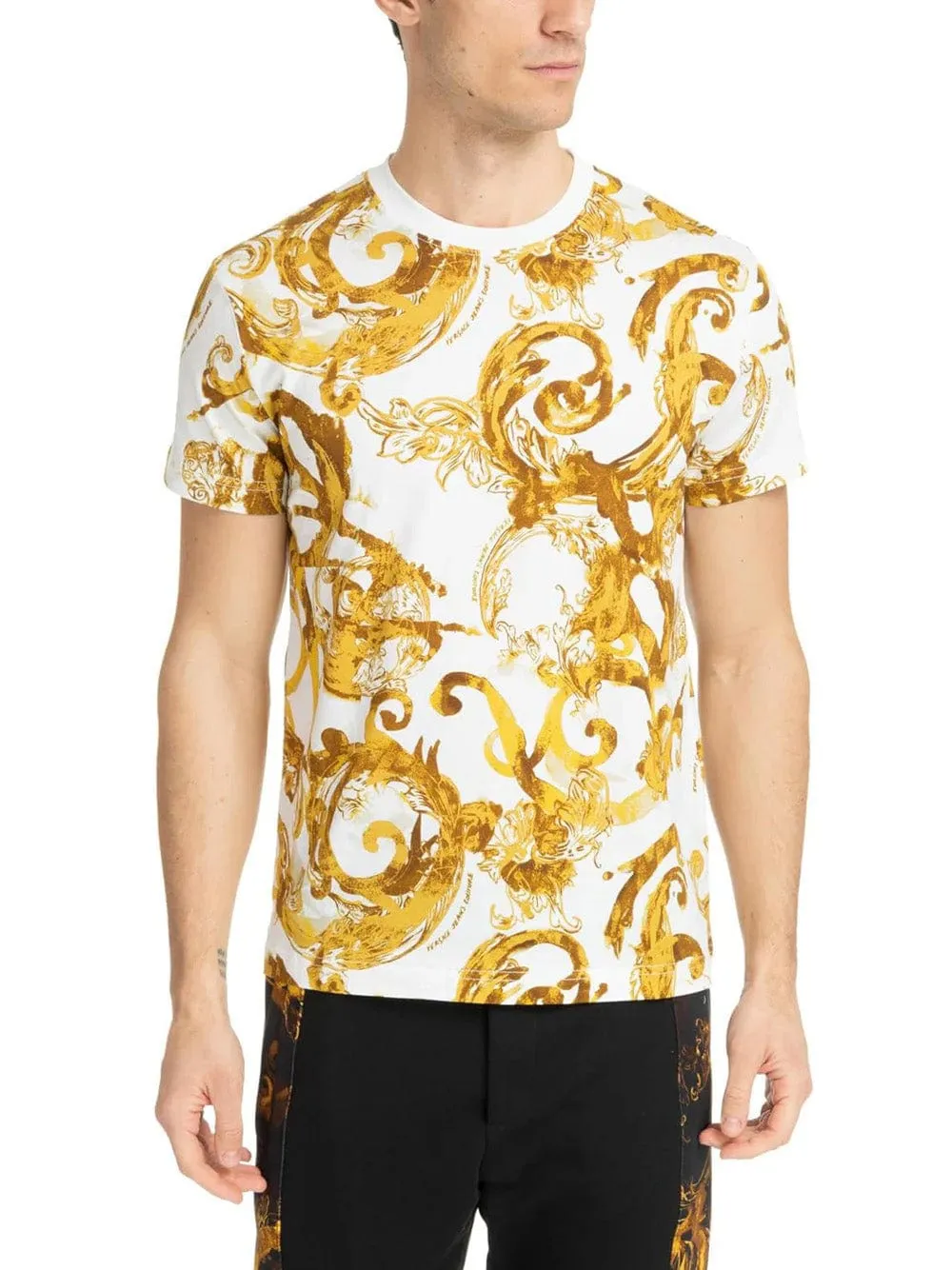 Versace Jeans Couture Baroque All-Over Print White T-Shirt-
