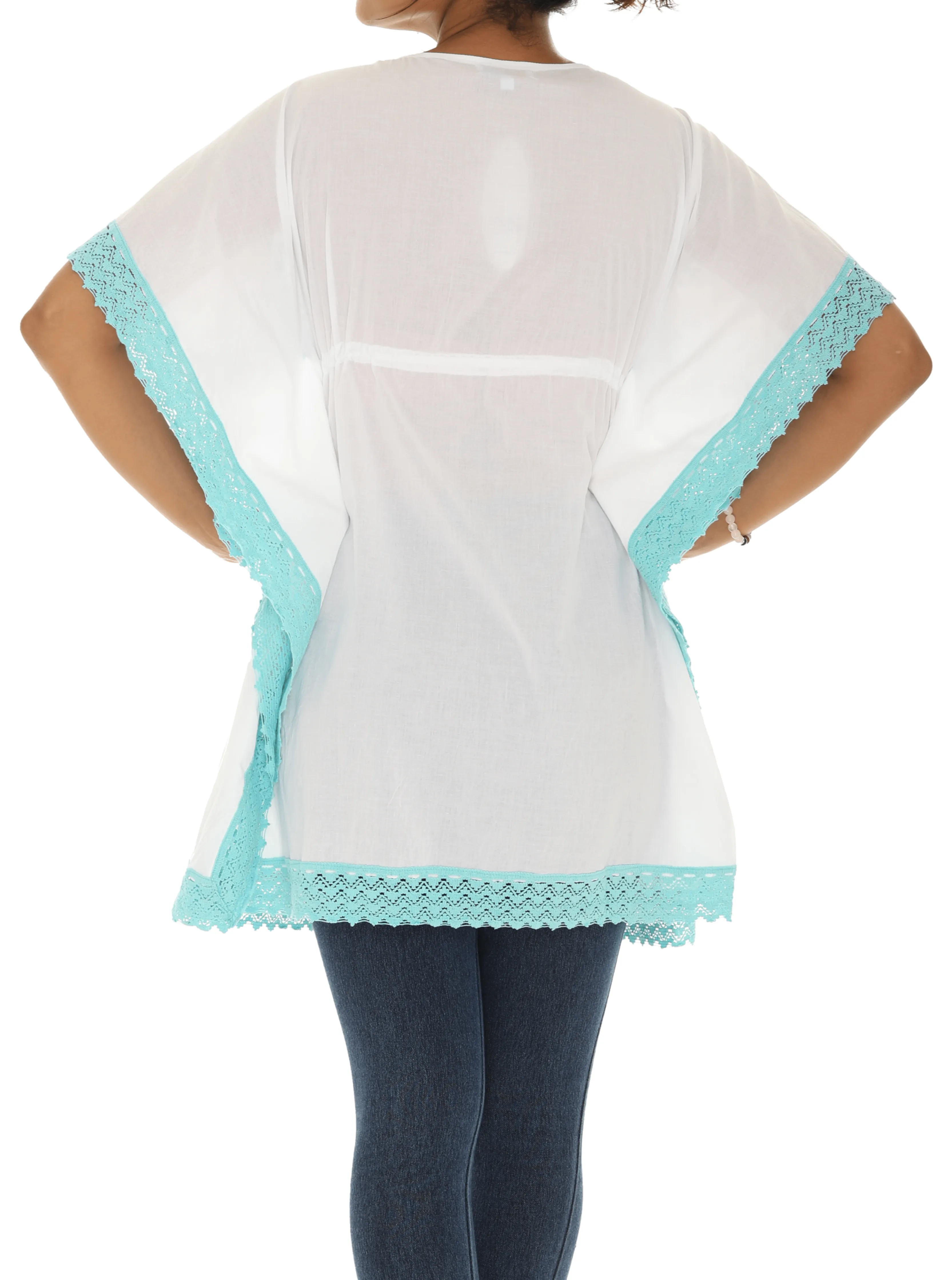 WHITE & TURQUOISE TUNIC STYLE KAFTAN