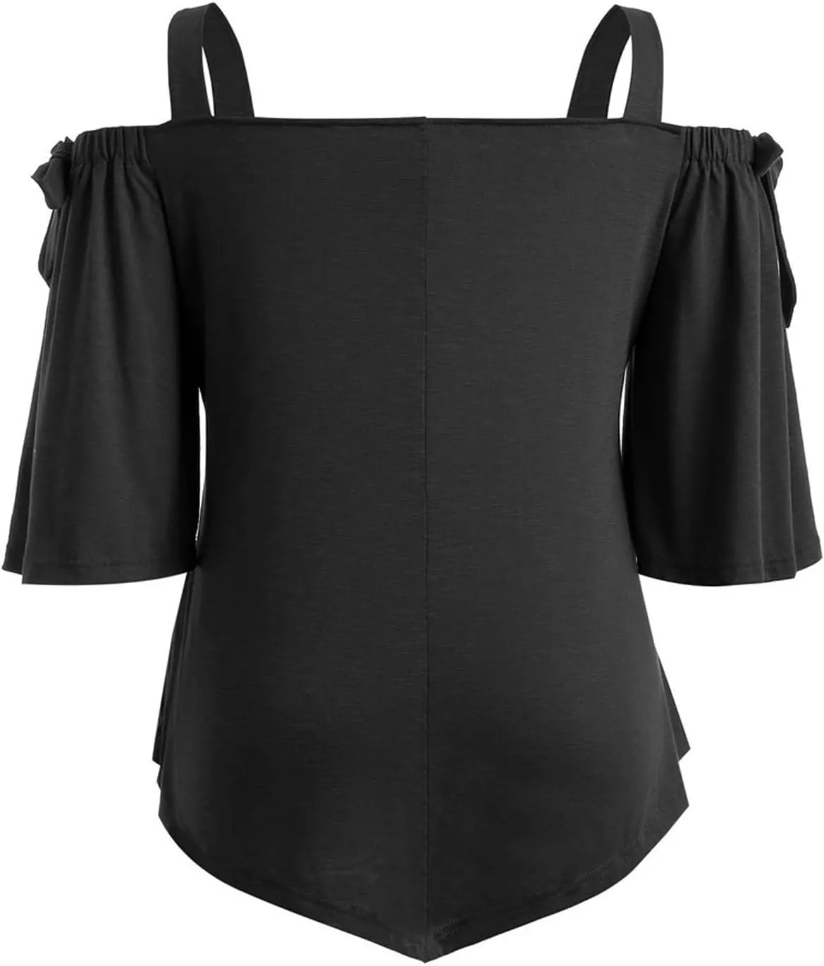 Women Plus Size Tops Cold Shoulder Short Sleeve Batwing Top Elegant Asymmetrical Hem Blouse Solid Loose Tunic Shirts