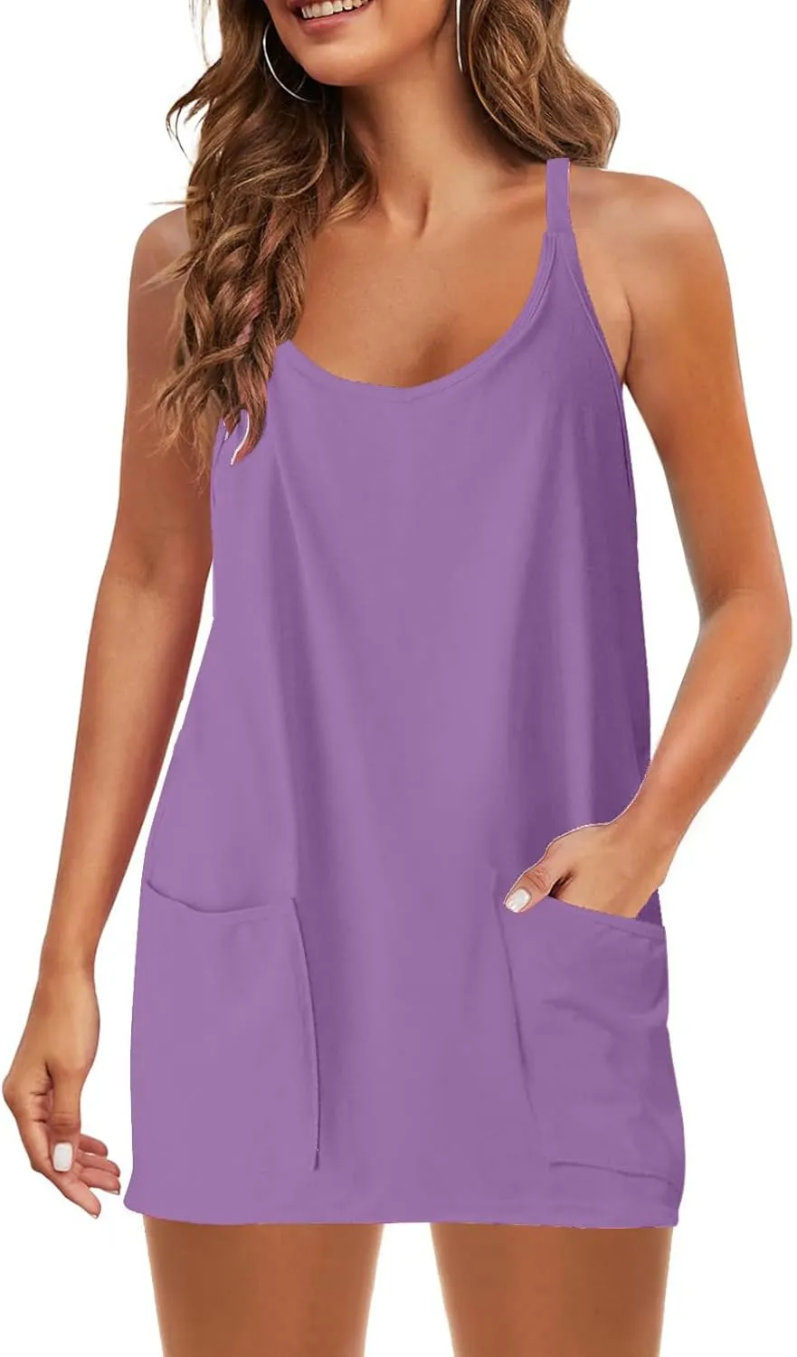 Women Summer Mini Romper Dress Workout Tennis Active Sports Athletic Outfits Built in Shorts 2025 Trendy Vacation Dresses