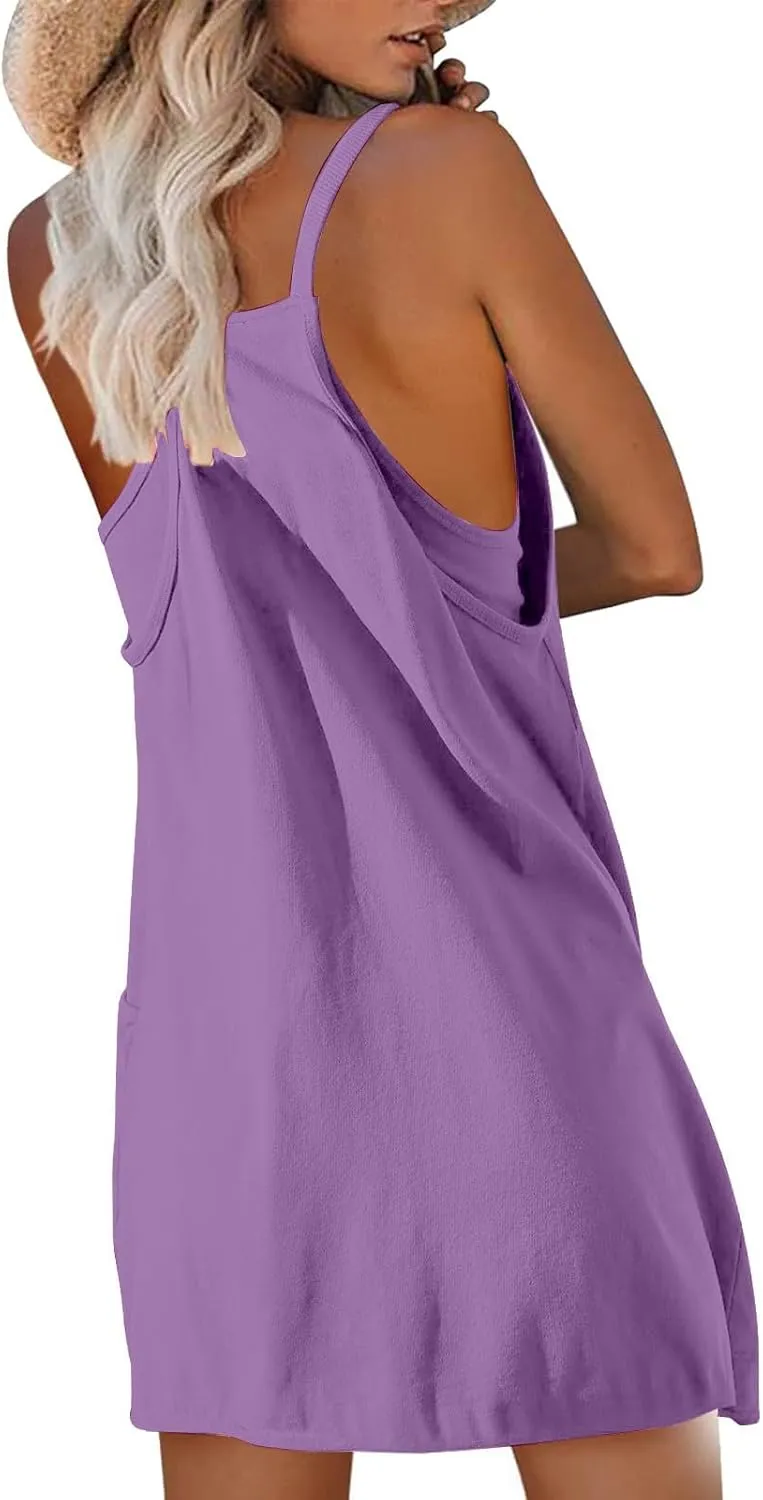 Women Summer Mini Romper Dress Workout Tennis Active Sports Athletic Outfits Built in Shorts 2025 Trendy Vacation Dresses